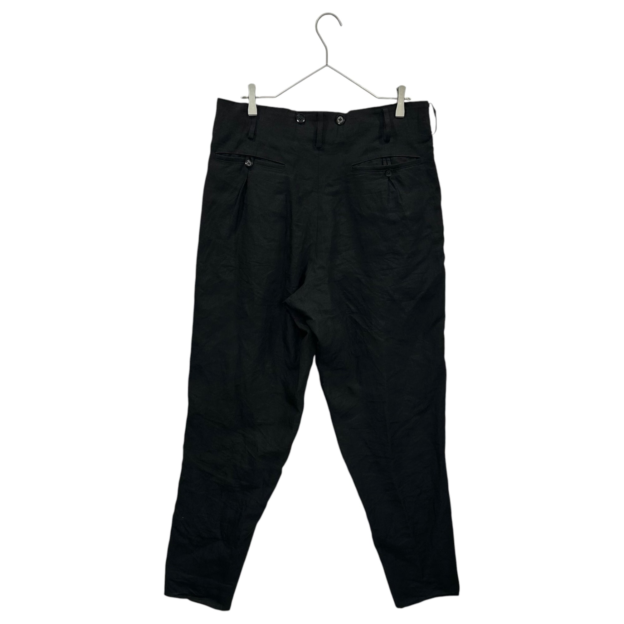 YOHJI YAMAMOTO POUR HOMME(ヨウジヤマモトプールオム) 22ss Linen 2-Pleat Tapered Trousers リネン 2タック テーパード スラックス HG-P96-303 3 ブラック パンツ