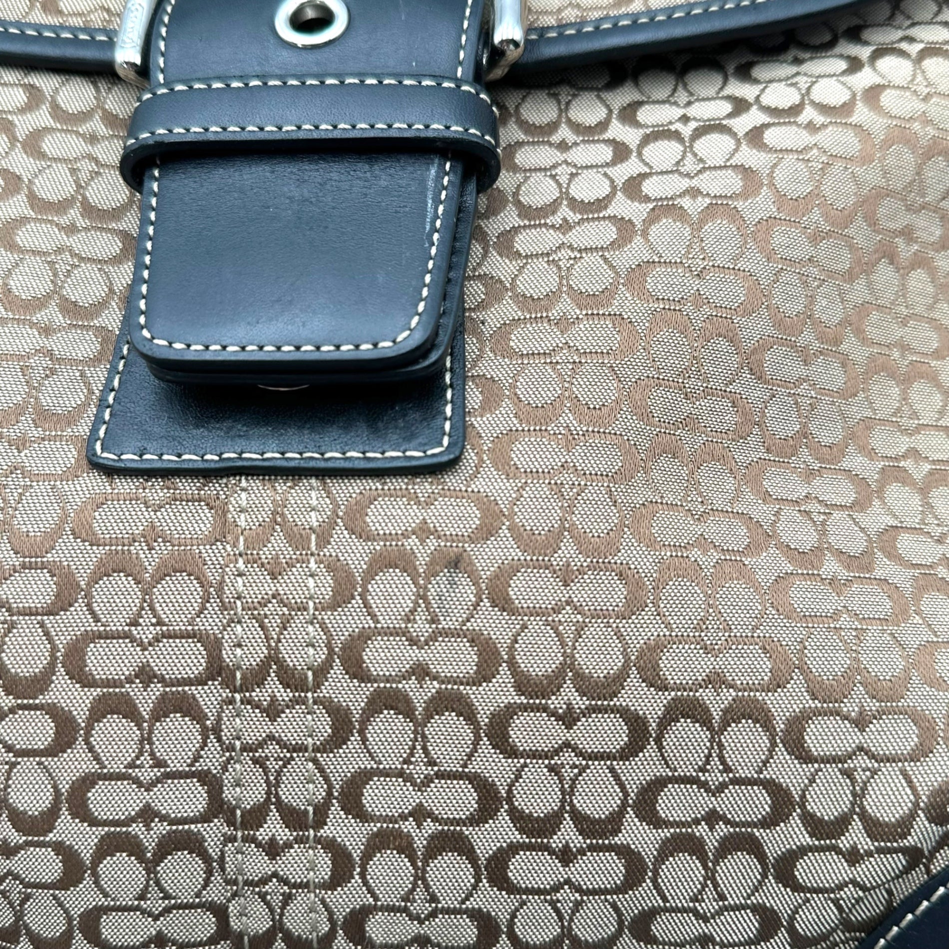 COACH(コーチ) Signature Shoulder Bag シグネチャー ショルダー バッグ 6377 ベージュ×ブラック ワンショルダー