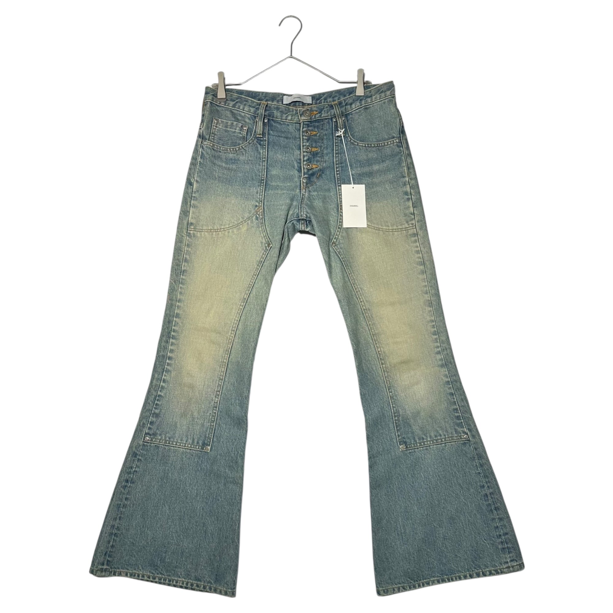 SUGARHILL(シュガーヒル) 21SSS double knee bell bottom ダブルニー ベルボトム デニム パンツ 21SSPT04 2 ライトインディゴ フレア ヴィンテージ加工