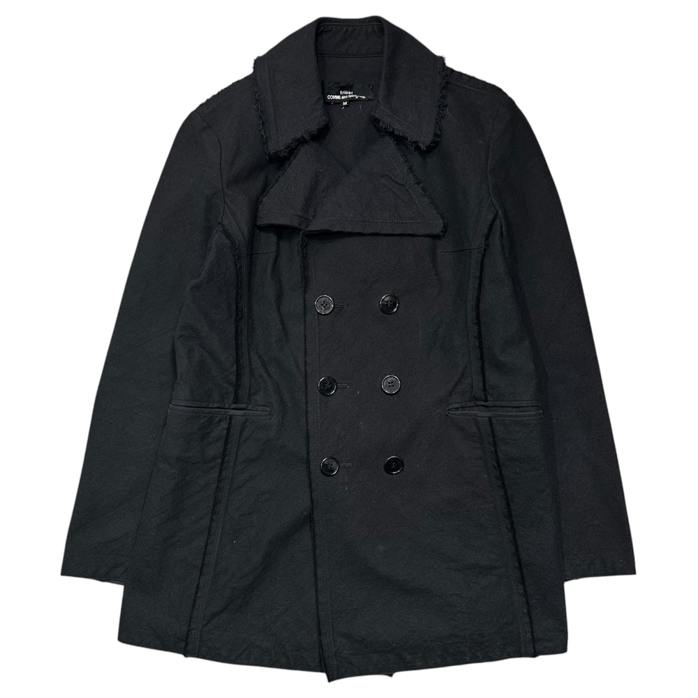 tricot COMME des GARCONS(トリココムデギャルソン) 2002SS Cotton Cotton Cut-off Double-breasted Short Coat コットン カットオフ ダブル ショート コート TE-J009 M ブラック AD2001 00's