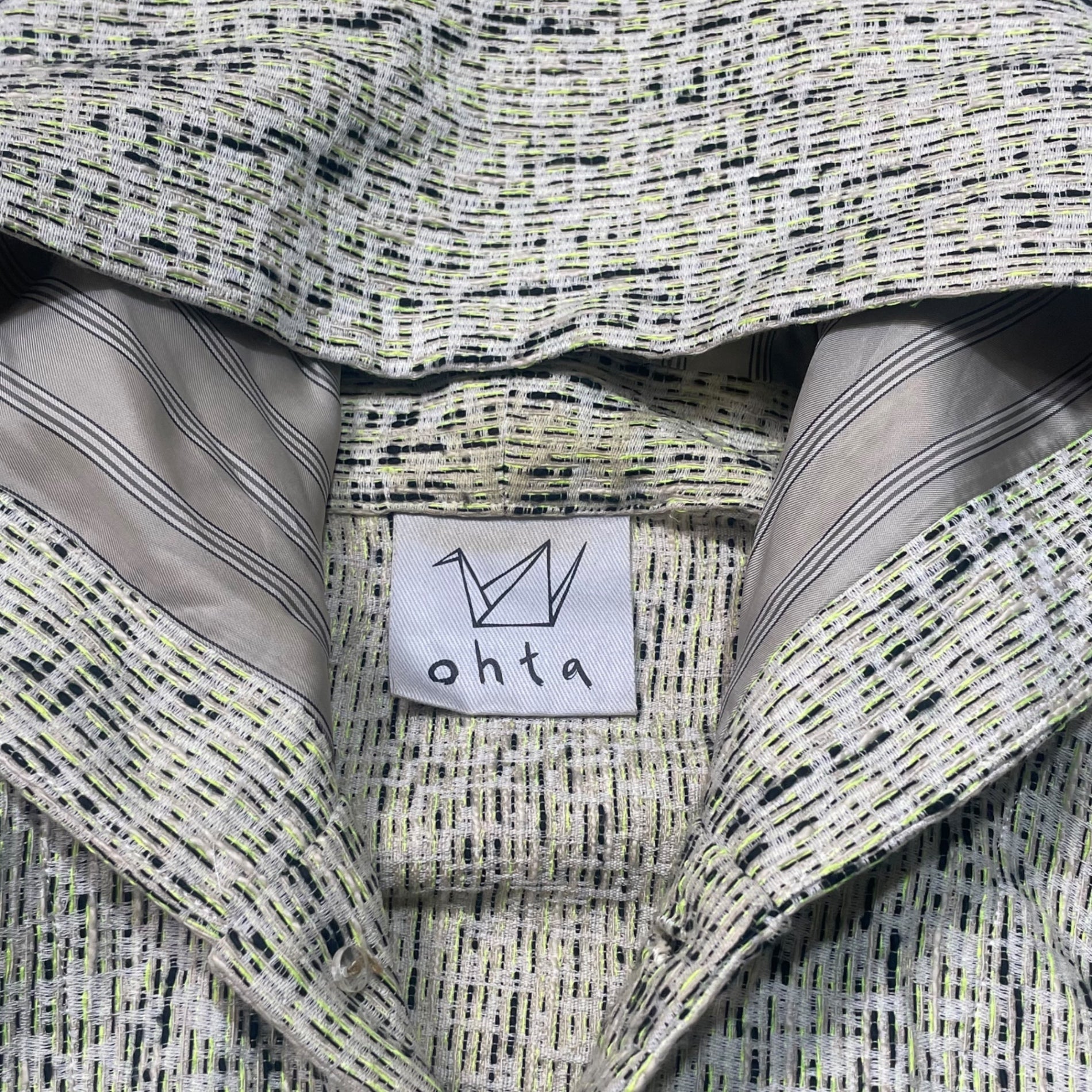 ohta(オオタ) 13SS cotton poly hooded jacket コットンポリ フーデッド ジャケット 13SS-JM-00K SIZE MS アイボリー×ライトグリーン×ブラック