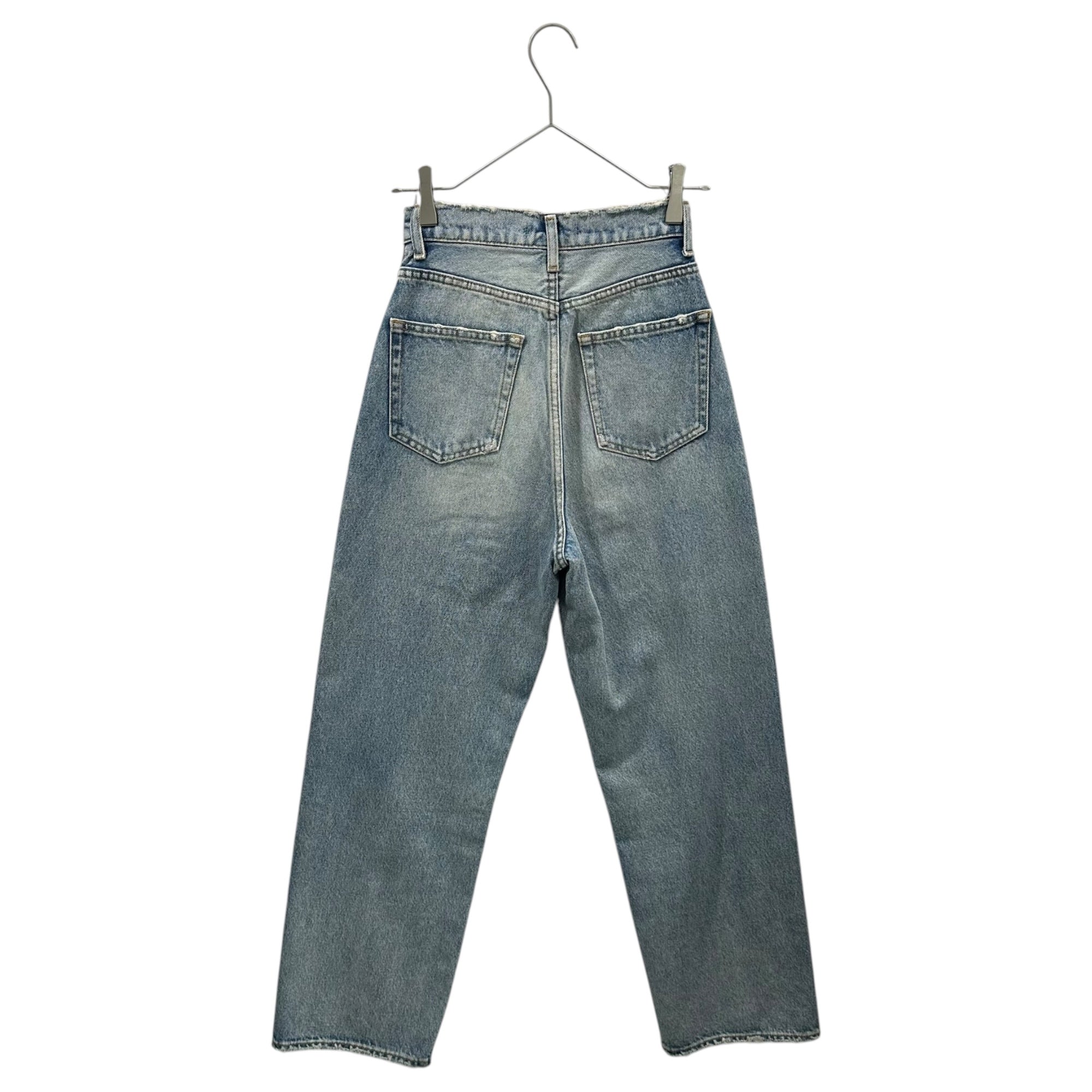 moussy(マウジー) 19AW HIGH WAIST DAMAGE LOOSE STRAIGHT DENIM PANTS ハイウエスト ダメージ ルーズ ストレート デニム パンツ 010CAS11-5120-1 24 ライトインディゴ