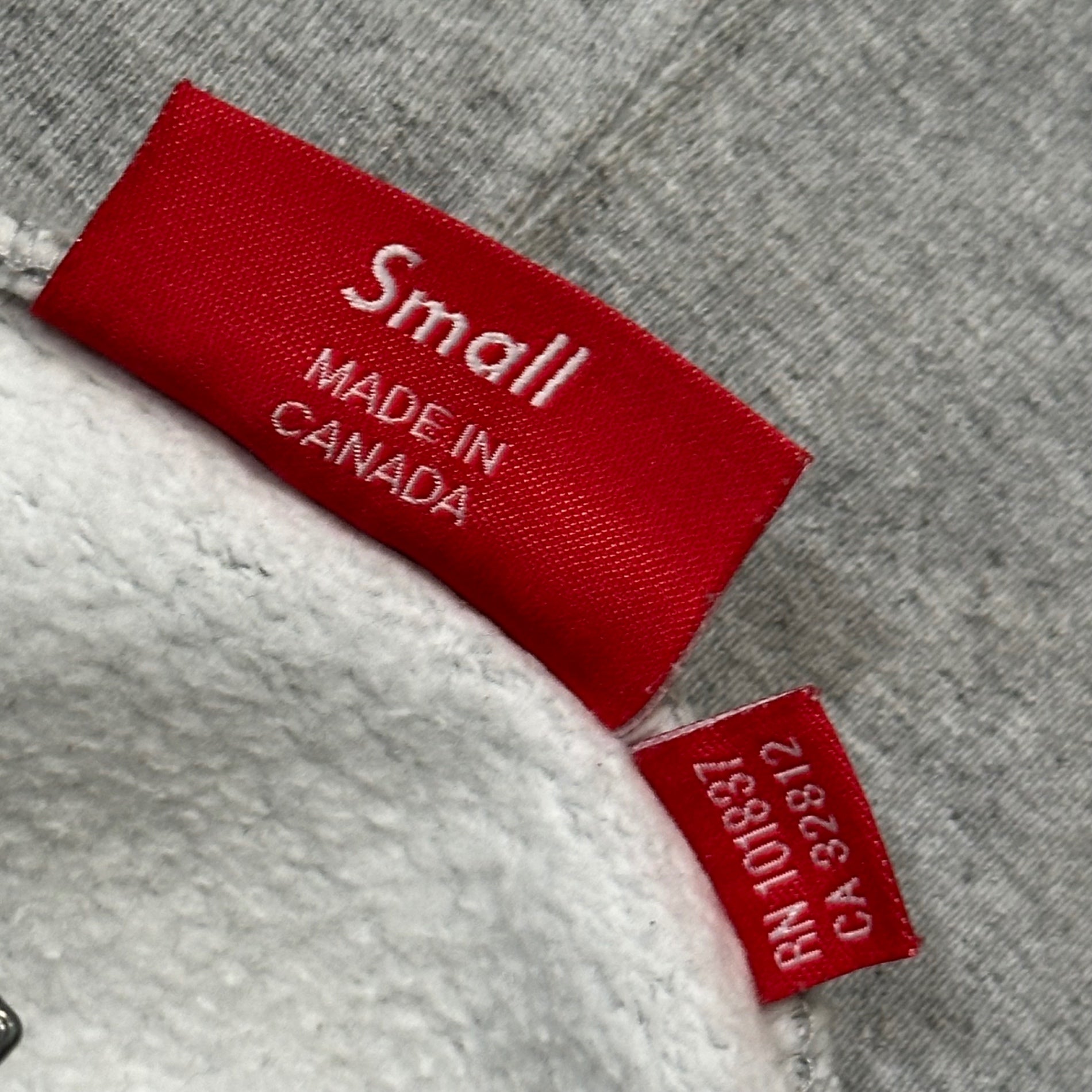 SUPREME(シュプリーム) 2015AW Felt Hooded Logo Zip Up Sweatshirt フェルト フーデッド ロゴ ジップアップ パーカー S ライトグレー