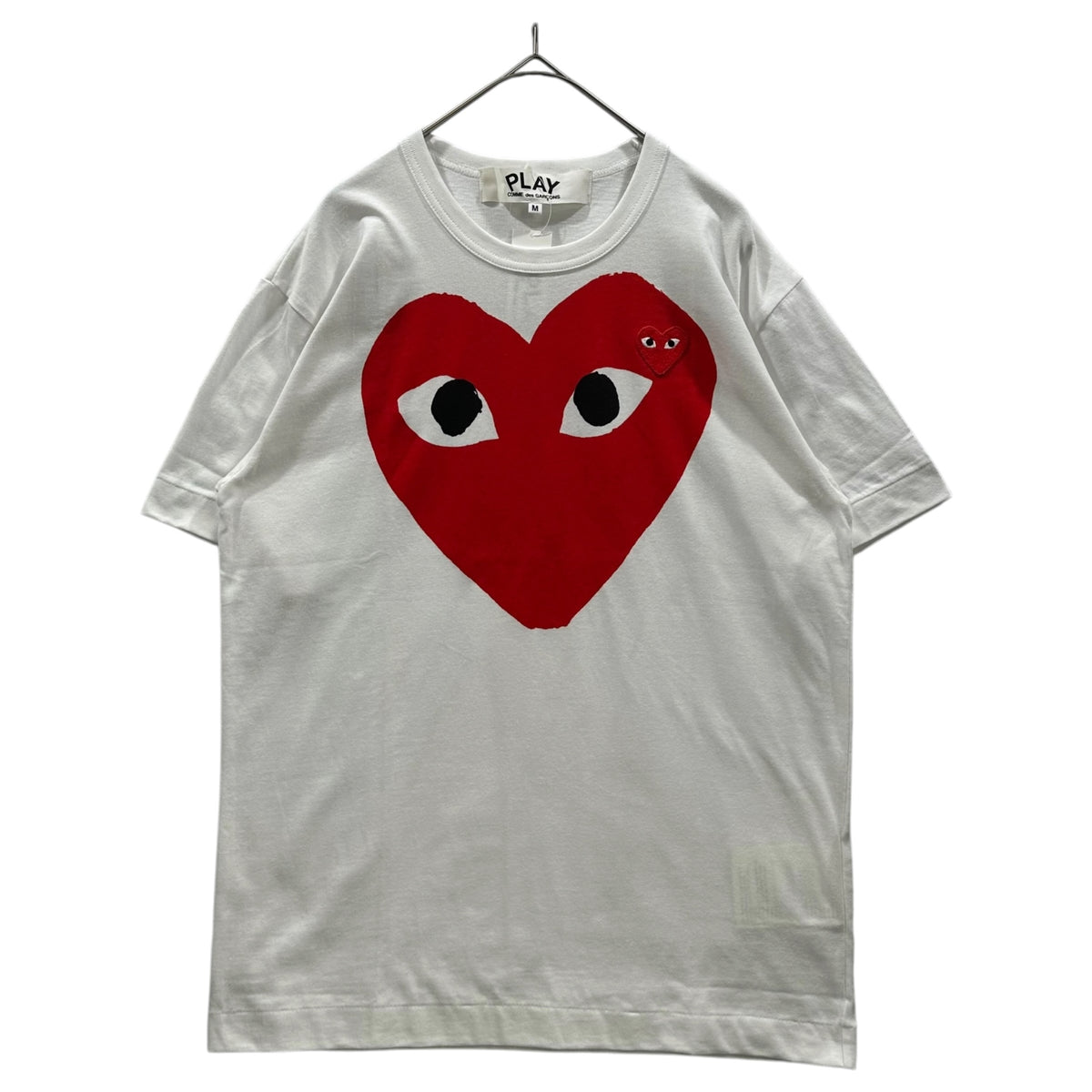 PLAY COMME des GARCONS(プレイコムデギャルソン) Printed Red Heart T-Shirt With Red Emblem White ハート ワッペン プリント Tシャツ AZ-T026-051 M ホワイト×レッド AD2005