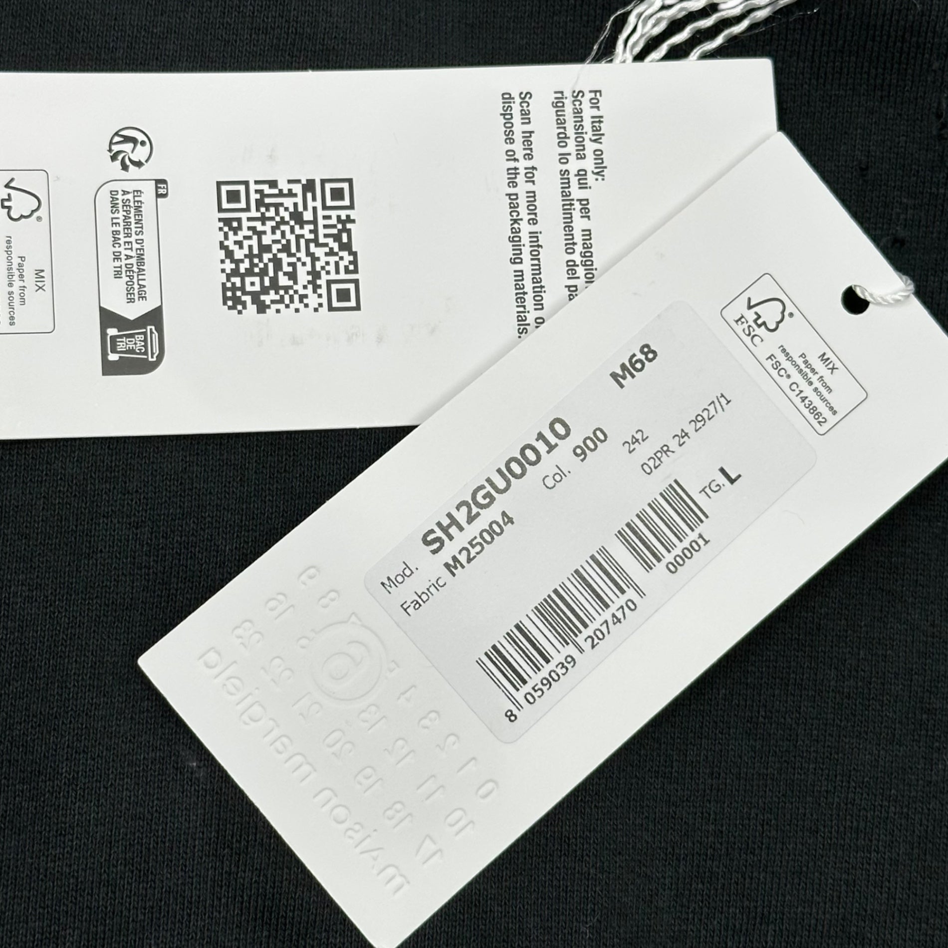 MM6 Maison Margiela(エムエムシックス) 24AW Unbrushed Jersey Sweatshirt 'Black' デストロイ 加工 オーバーサイズ スウェット SH2GU0010 L ブラック クルーネック ダメージ 加工