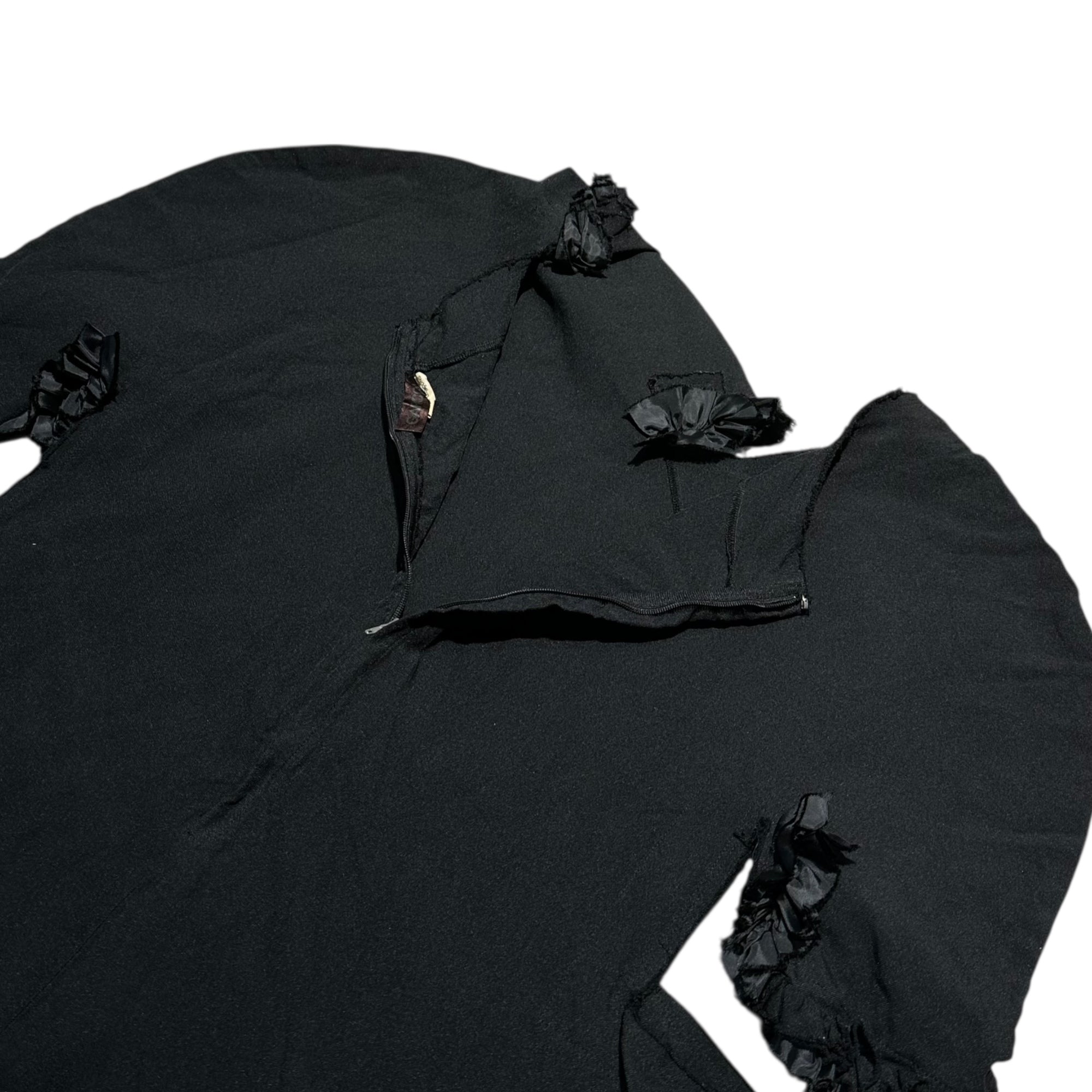 COMME des GARCONS(コムデギャルソン) 14SS Product-dyed Asymmetrical Distorted Frill Dress 製品染め アシンメトリー 変形 フリル ワンピース GM-O002 S ブラック AD2013 服でない服期