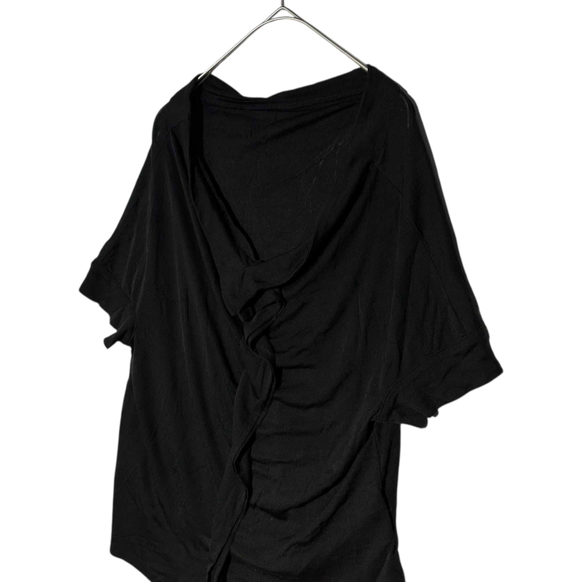 YOHJI YAMAMOTO+NOIR(ヨウジヤマモトプリュスノアール) All Silk S/S Blouse オール シルク 半袖 ブラウス NY-T02-430 3 ブラック