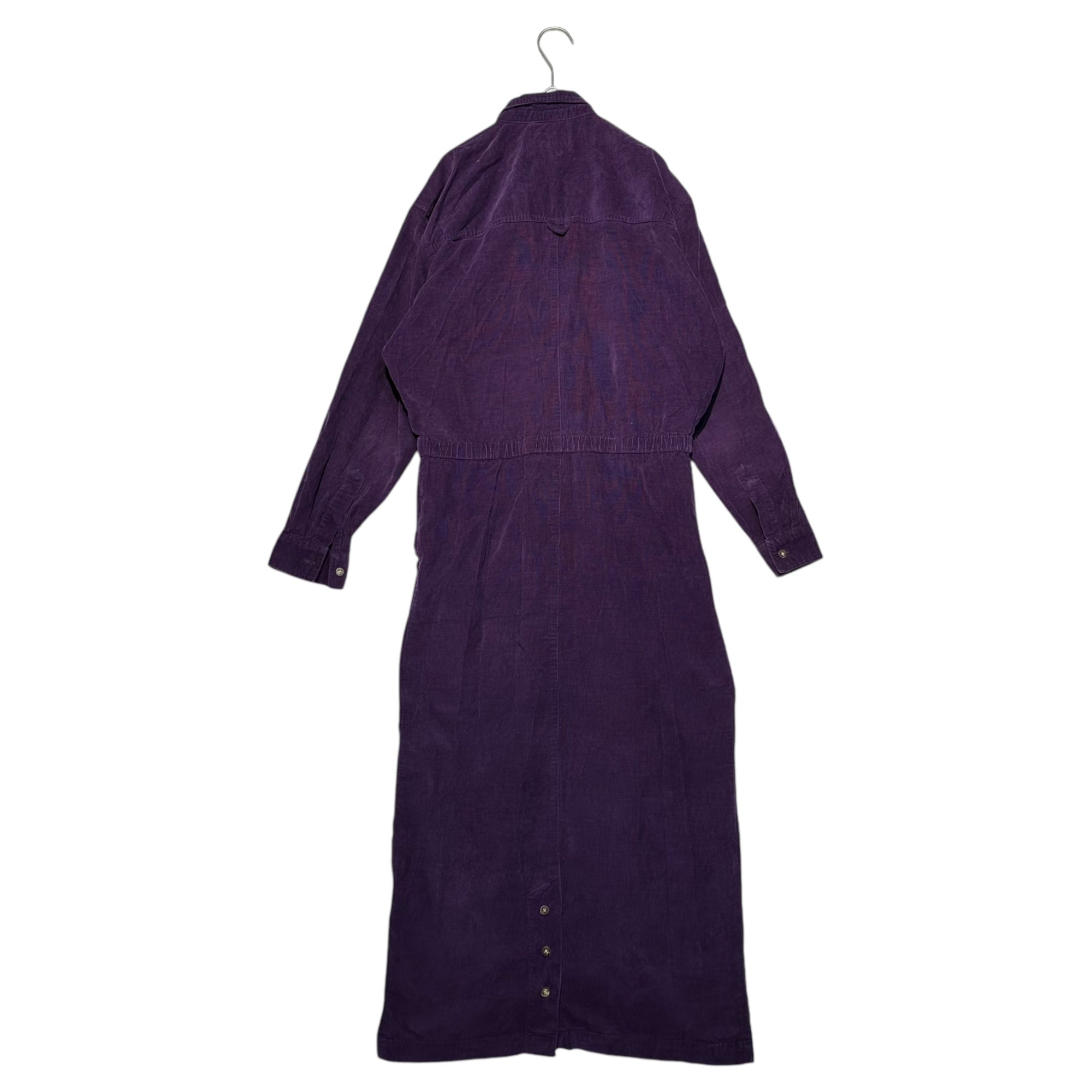 Eddie Bauer(エディーバウアー) 80's~90's Corduroy Shirt Maxi Dress  コーデュロイ シャツ マキシ ワンピース  S パープル 80年代～90年代 ヴィンテージ 古着
