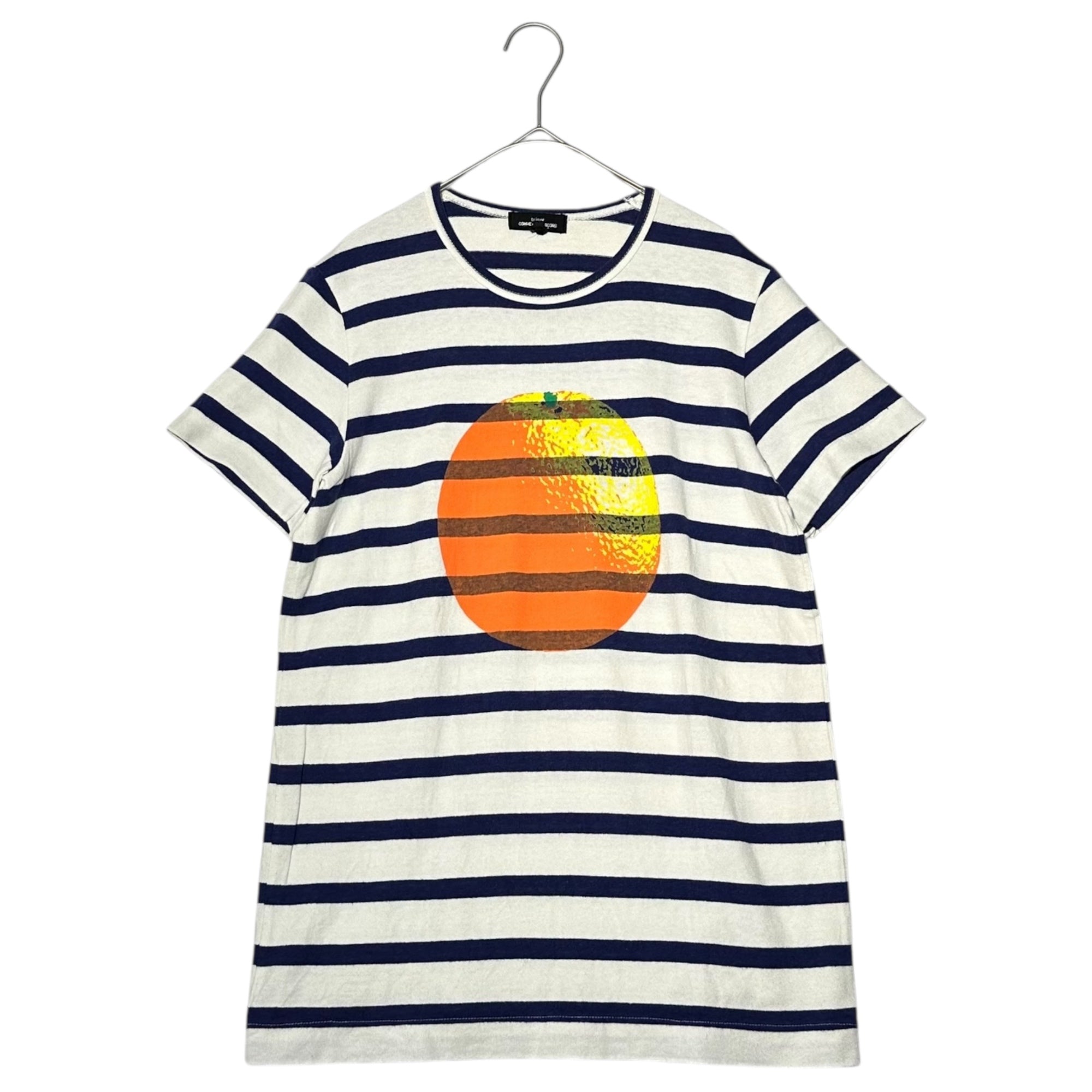 tricot COMME des GARCONS(トリココムデギャルソン) 11SS Orange Print Border Short-Sleeve T-Shirt オレンジ プリント ボーダー 半袖 Tシャツ TG-T042 M ホワイト×ブルー AD2010 みかん