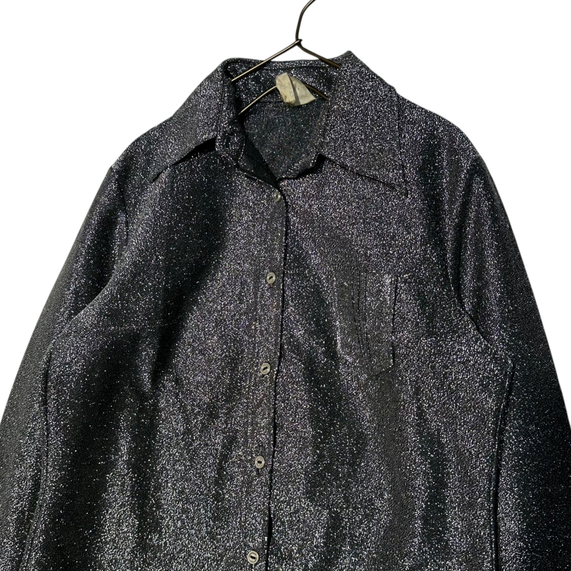 Euro vintage(ヨーロッパヴィンテージ) France 70's metallic dance shirt メタリックなダンスシャツ 40(L程度) シルバー