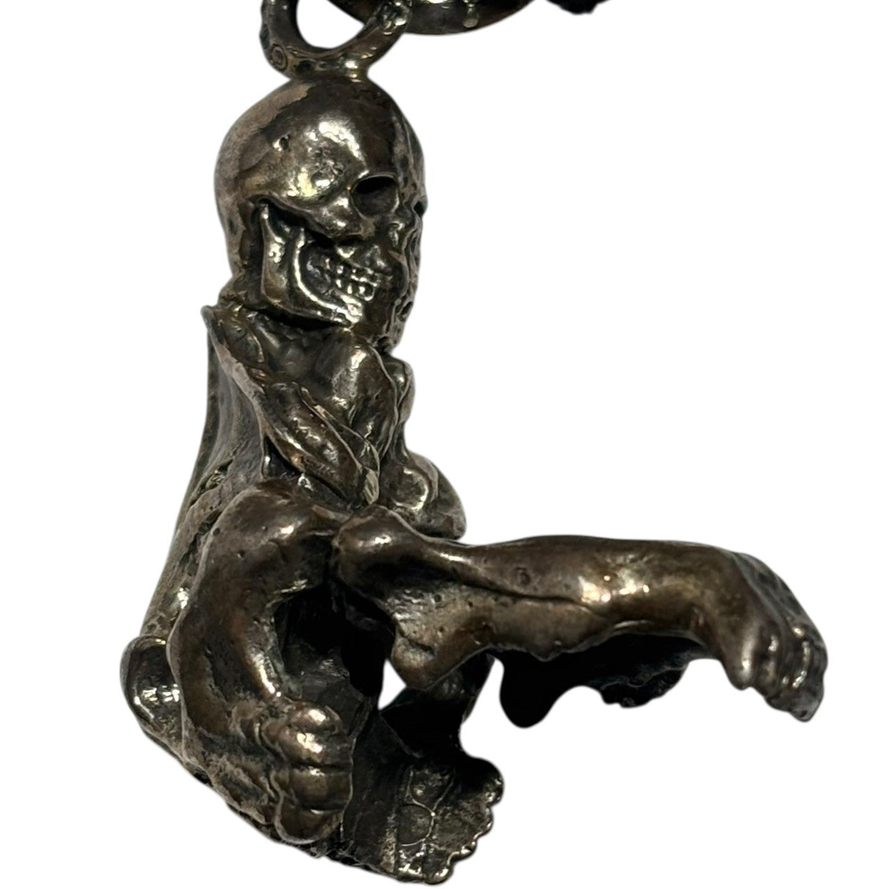 CHROME HEARTS(クロムハーツ) FOTI BUFORD & LEATHER BRAID フォティ ビュフォード スカル ペンダント ＆ レザー ブレード 革紐 シルバー×ブラック コラボ