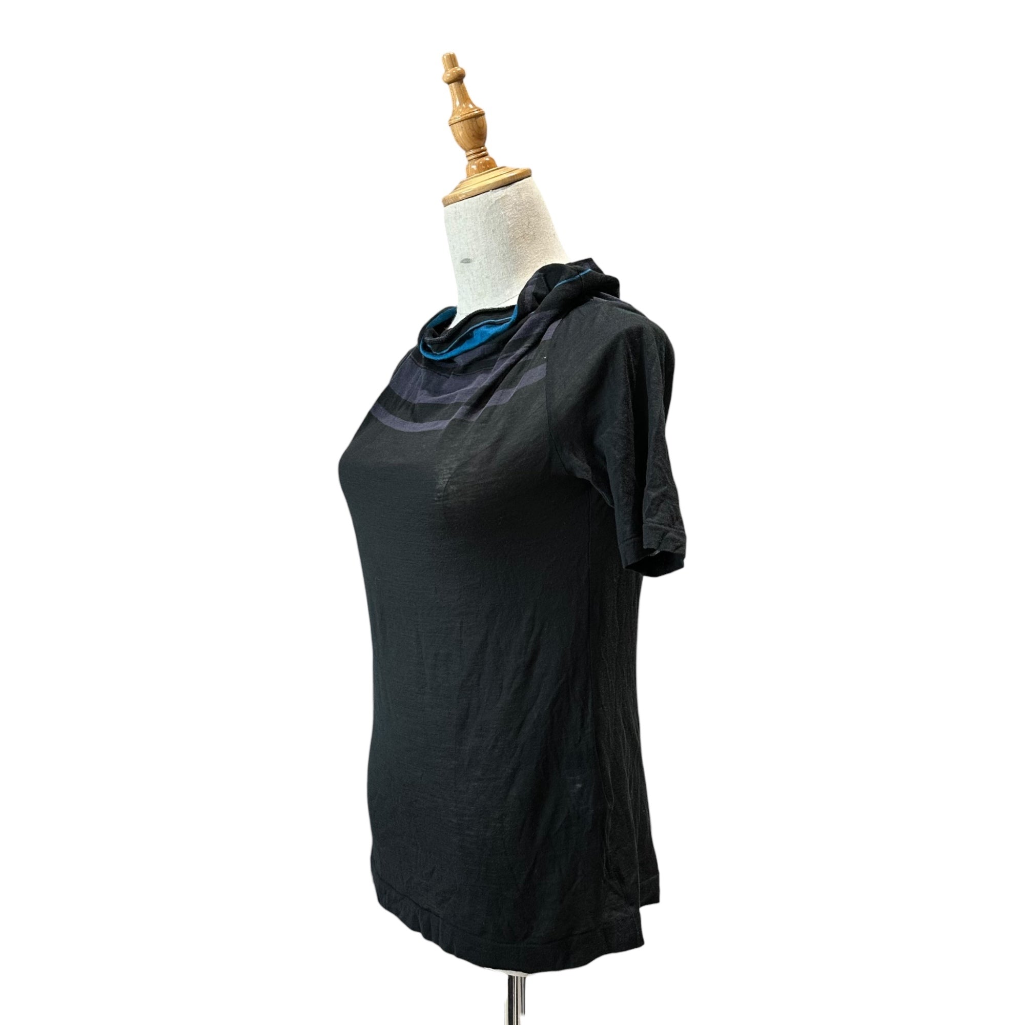 YOHJI YAMAMOTO +NOIR(ヨウジヤマモトプリュスノアール) 00's High-Neck Striped S/S Knit Top ハイネック ボーダー 半袖 カットソー NY-T46-050 3 ブラック