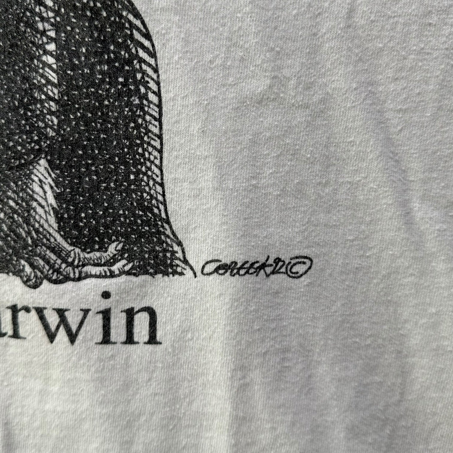 Largely Literary Series(ラージリー リテラリー シリーズ) 90's Charles Darwin Print T-Shirt 90年代 チャールズ ダーウィン プリント Tシャツ XL ホワイト×ブラック SOFFE SHIRTボディ ヴィンテージ 稀少品