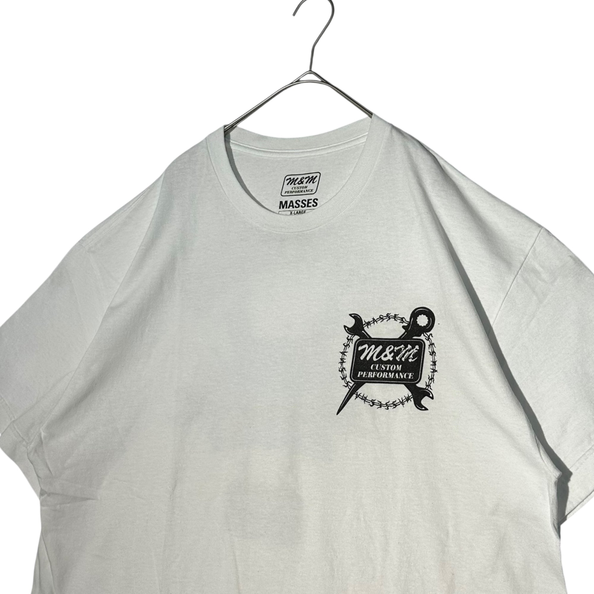 M&M CUSTOM PERFORMANCE×MASSES(エムアンドエムカスタムパフォーマス×マシス) MAD DOG T マット ドック Tシャツ XL ホワイト グラフィック プリント
