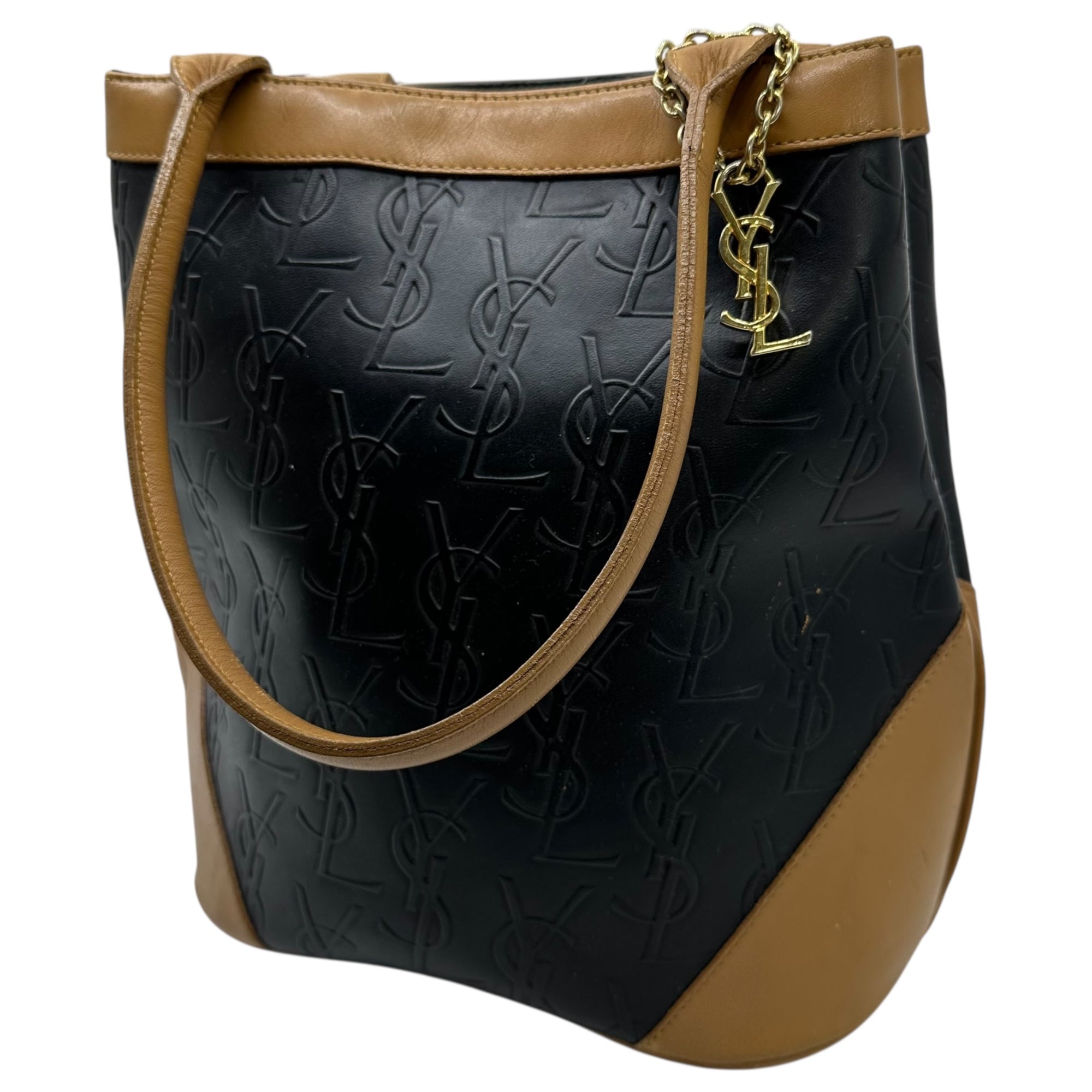 YVES SAINT LAURENT(イヴサンローラン) Old Bucket Shaped Hand Tote Bag オールド バケツ型 ハンド トート バッグ ブラック×ブラウン