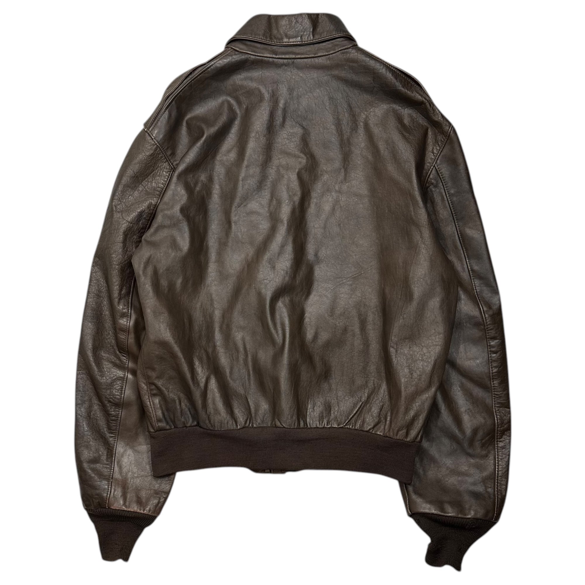 Willis&Geiger(ウイルス&ガイガー) 90's TYPE A-2 Flight Leather Jacket フライト レザー ジャケット M35-098 42(XL程度) ブラウン 90年代 USA製