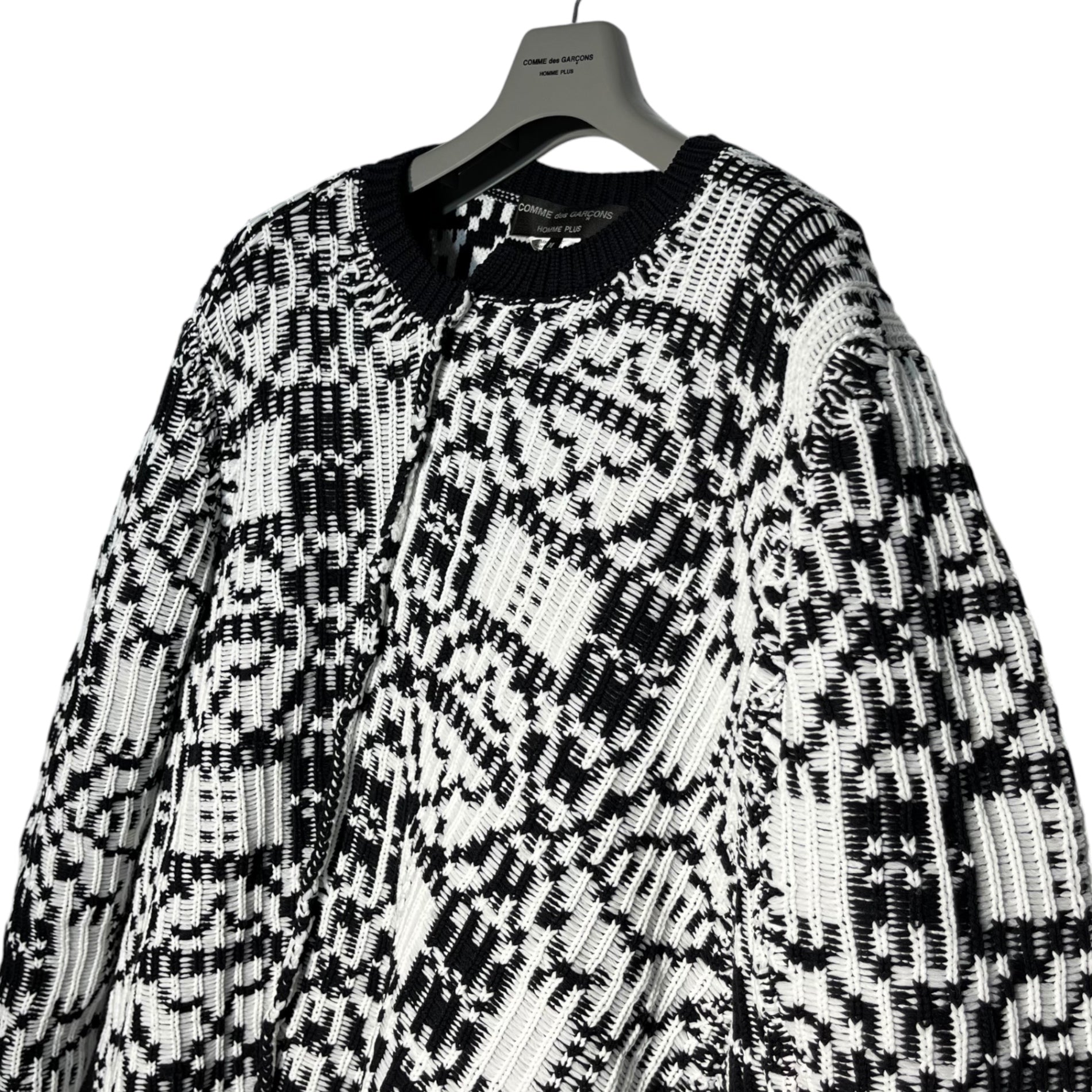 COMME des GARCONS HOMME PLUS(コムデギャルソンオムプリュス) 21AW spiral knit pullover 螺旋ニット プルオーバー PH-N018 M ホワイト×ブラック AD2021 DARKROOM期