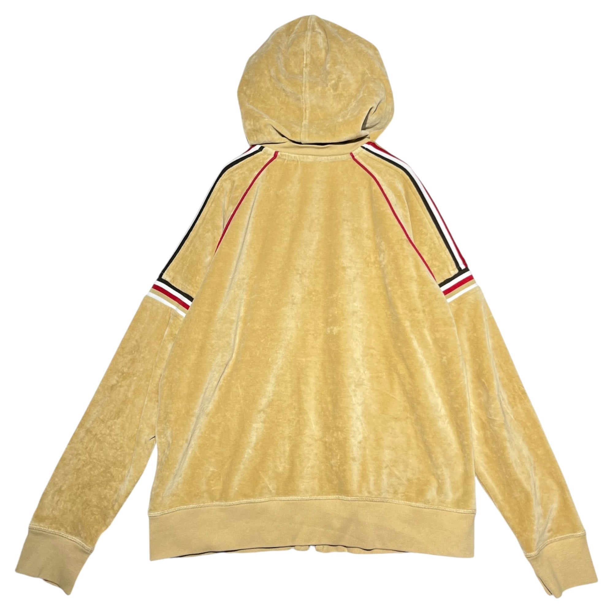 D&G(ディー&ジー ドルガバ ドルチェ&ガッバーナ) Sleeve line velor zip-up hoodie 袖ライン ベロア ジップアップ フーディ パーカー L ベージュ