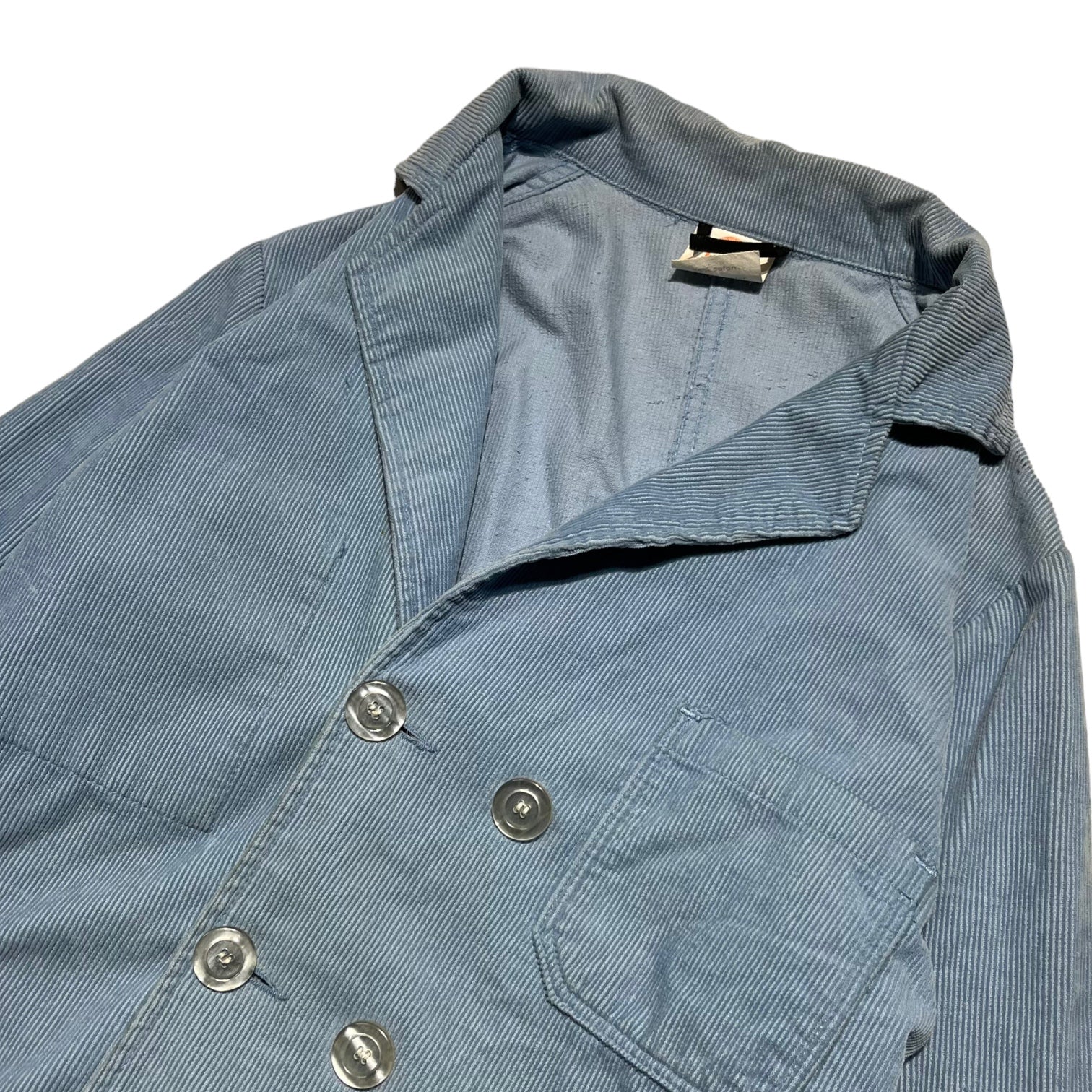 EIKO(エイコー) 80's corduroy double breasted work jacket コーデュロイ ダブル ブレスト ワーク ジャケット 44(M程度) スカイブルー 80年代 ヴィンテージ