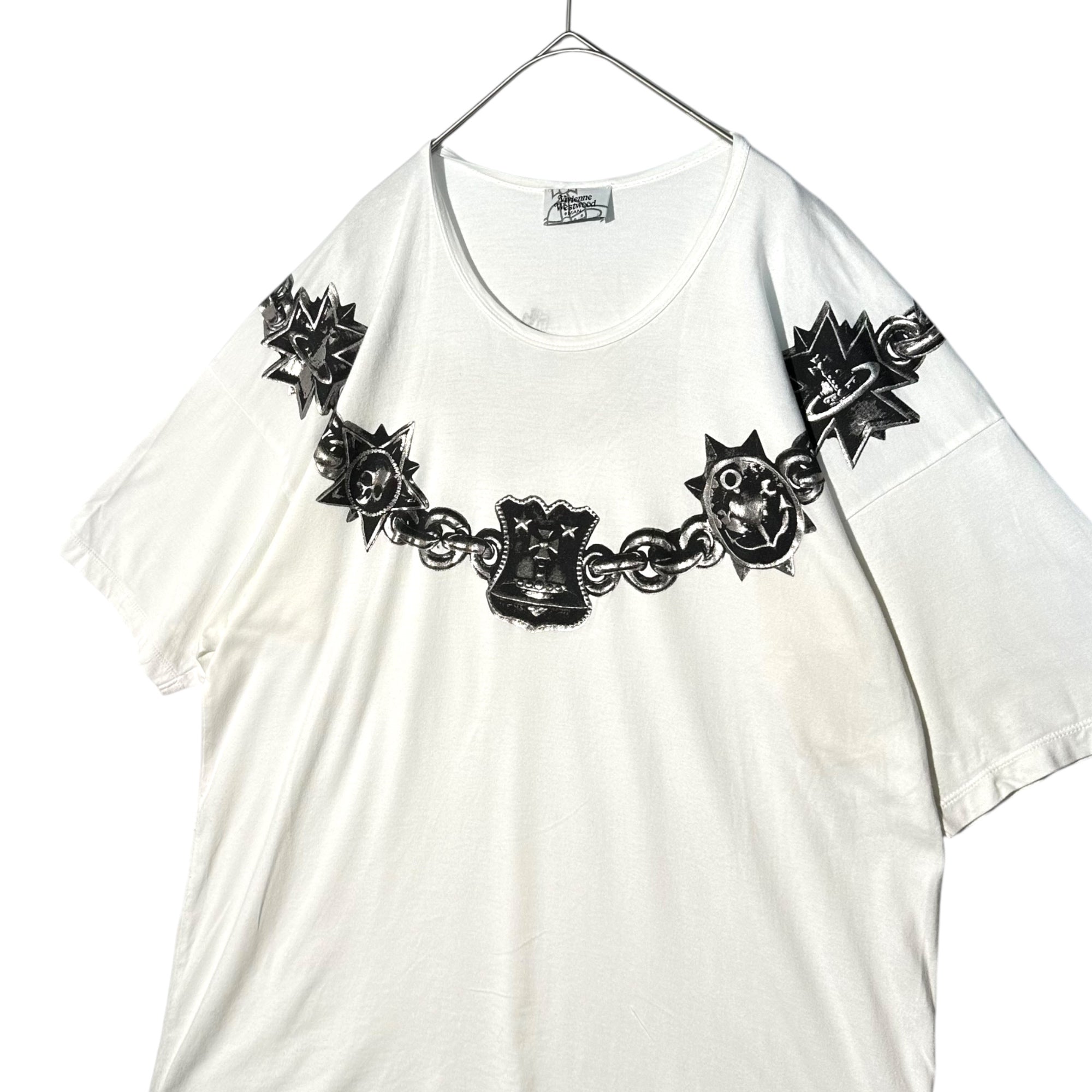 Vivienne Westwood MAN(ヴィヴィアンウエストウッドマン) Jewelry Chain Big T-Shirt ジュエリー チェーン ビッグ Tシャツ 189013 5118 FREE ホワイト×ブラック