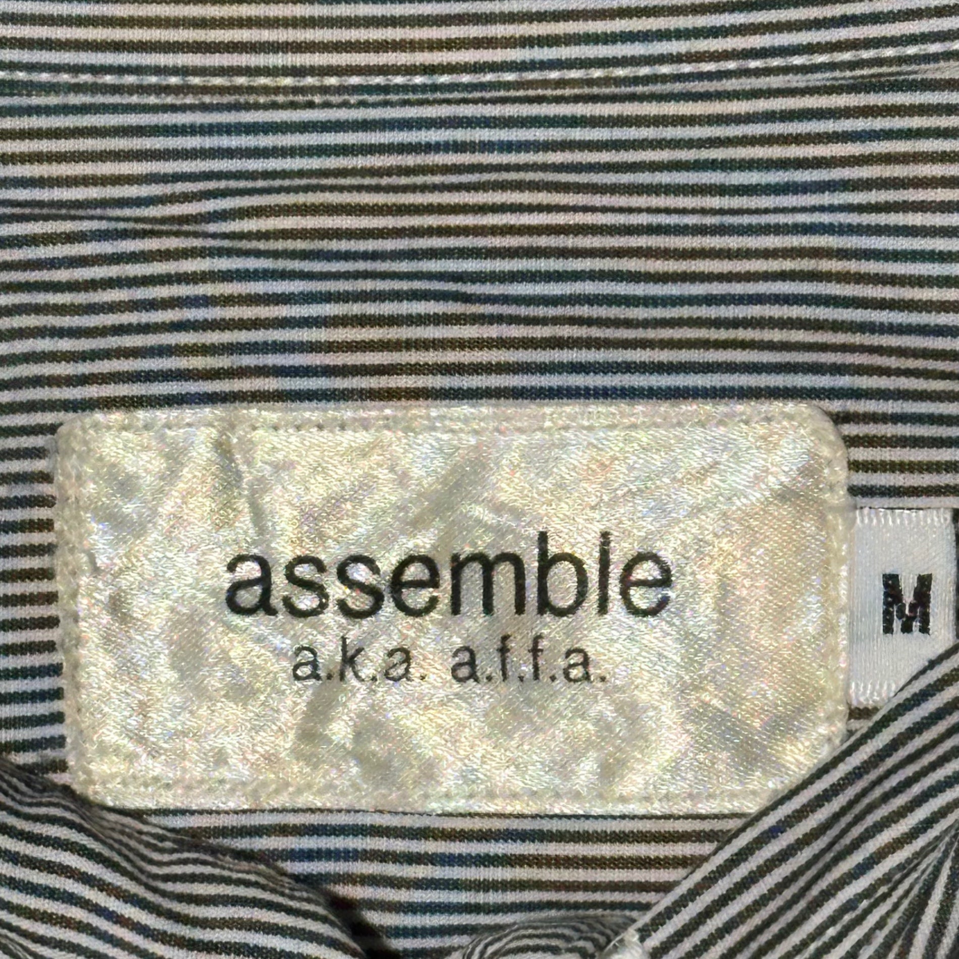 assemble a.k.a AFFA(アッセンブルエーケーエーエーエフエフエー) Striped Round-Neck L/S Shirt ストライプ 丸襟 長袖 シャツ AFH4401-1 M グレー×ホワイト×レッド