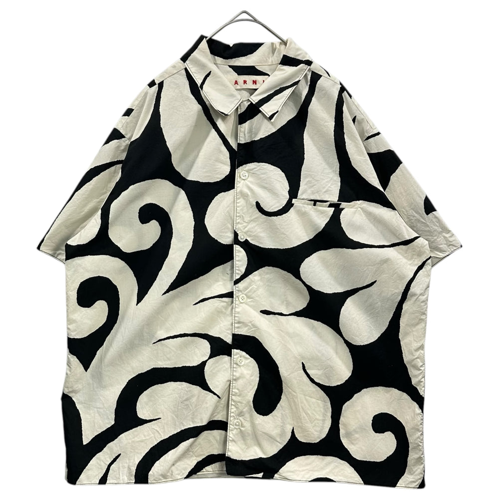 MARNI(マルニ) All-Over Pattern Open Collar S/S Shirt 総柄 オープンカラー 半袖 シャツ CAMAW49A00 40 ホワイト×ブラック