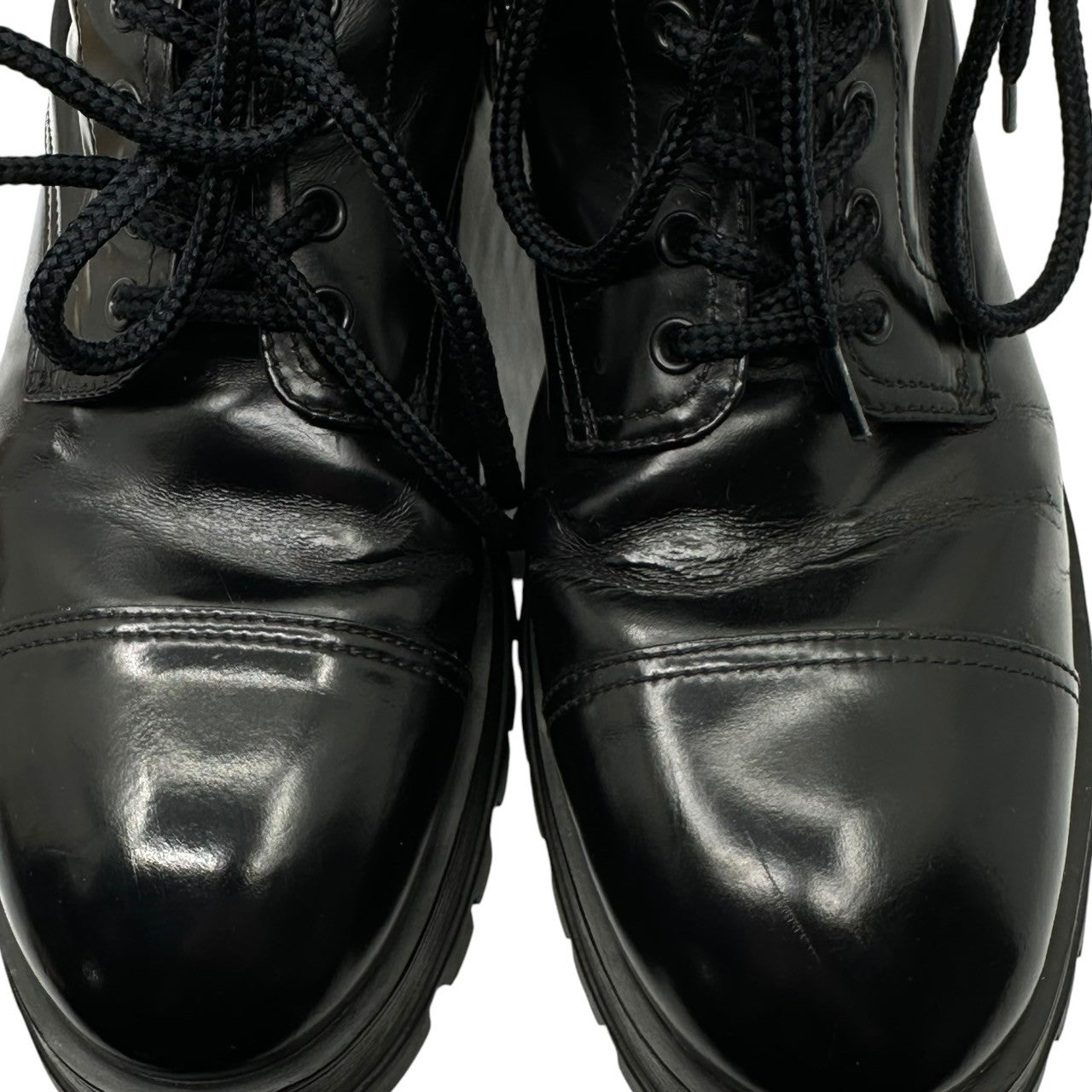 PRADA(プラダ) side-zip cap-toe combat boots サイドジップ キャップトゥ コンバット ブーツ 40 1/2(25.5~26.0cm程度) ブラック