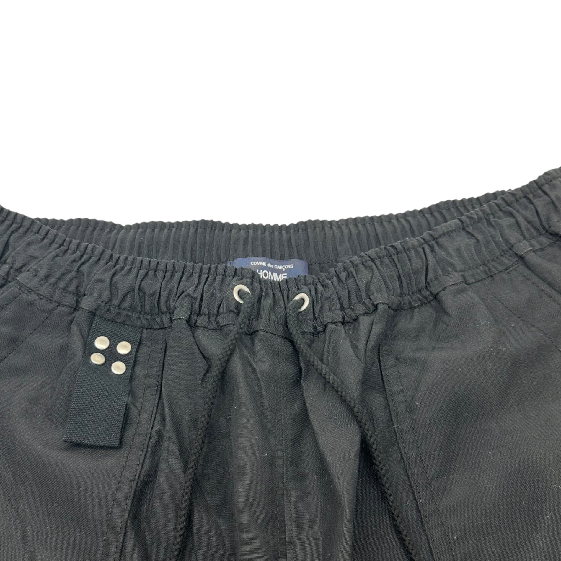 COMME des GARCONS HOMME(コムデギャルソンオム) 25SS Wool Linen side button Baker Trousers Pants ウール リネン サイドボタン ベイカー トラウザー パンツ HO-P009 M ブラック AD2024
