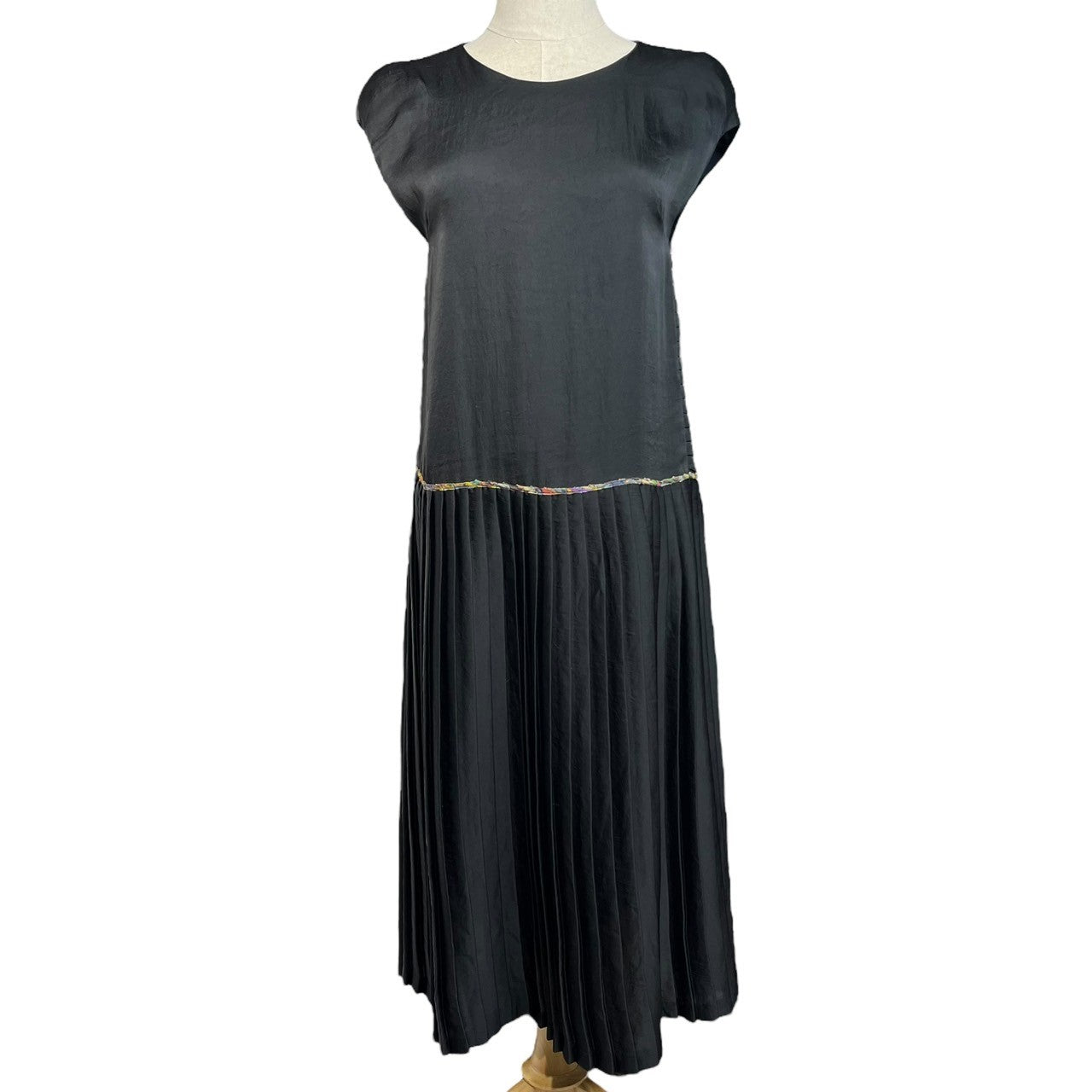 DRIES VAN NOTEN(ドリスヴァンノッテン) Pleated switching sleeveless dress プリーツ 切替 ノースリーブ ワンピース 36(S) ブラック