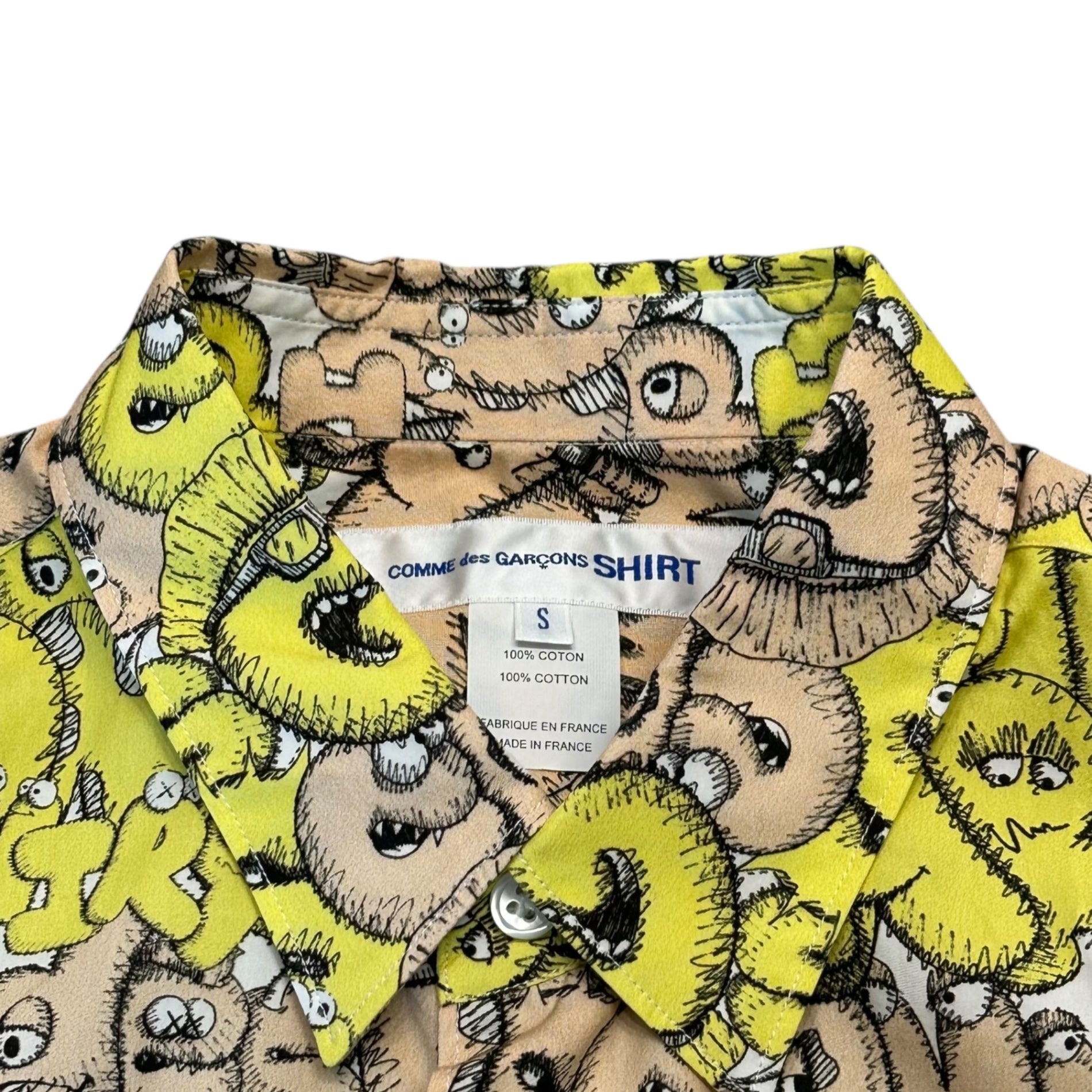 COMME des GARCONS SHIRT×KAWS(コムデギャルソンシャツ×カウズ) 21AW KAWS-Graphic L/S Shirt グラフィック 長袖 シャツ FH-B031 S イエロー×ピンク