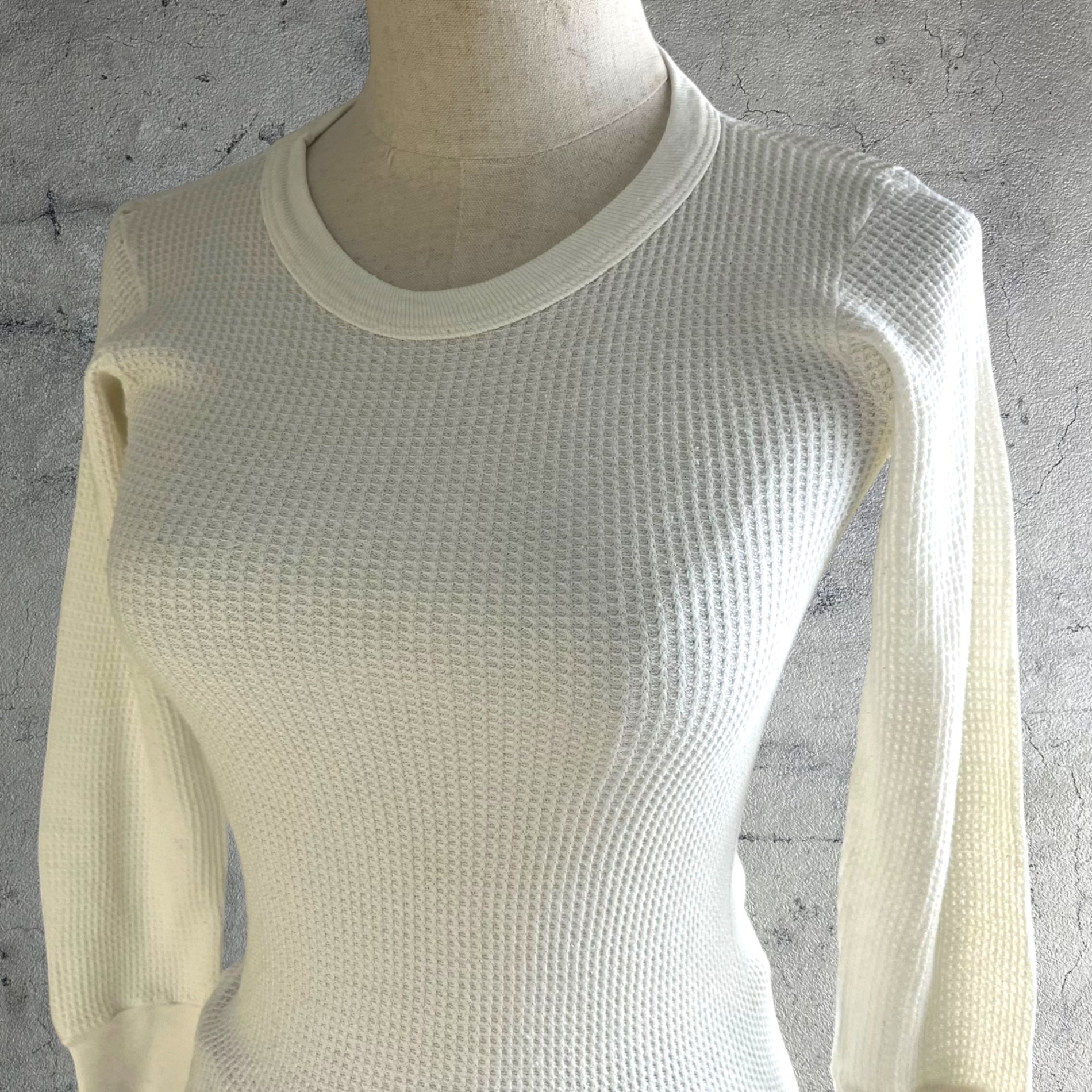 VINTAGE(ヴィンテージ) 90’ US vintage thermal cut and sew サーマルカットソー S~M程度/前身頃に若干のシミ有 ホワイト