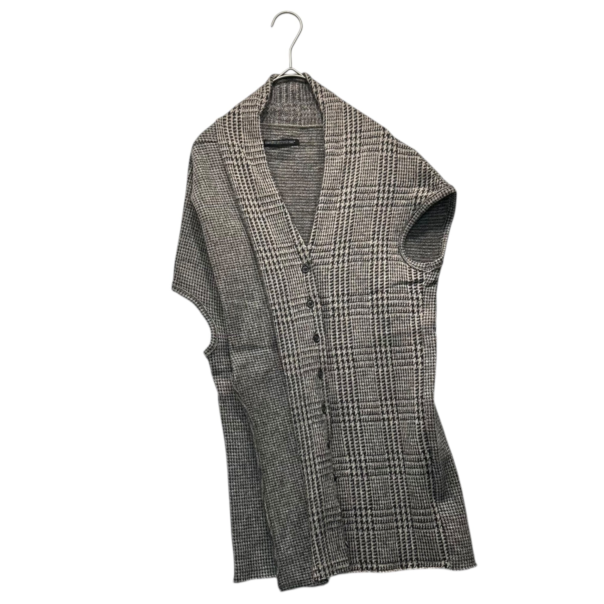 Y's(ワイズ) Houndstooth Pattern Layered Knit Sleeveless Blouse 千鳥柄 レイヤード ニット ノースリーブ ブラウス YT-T23-942 3 ベージュ×ブラウン