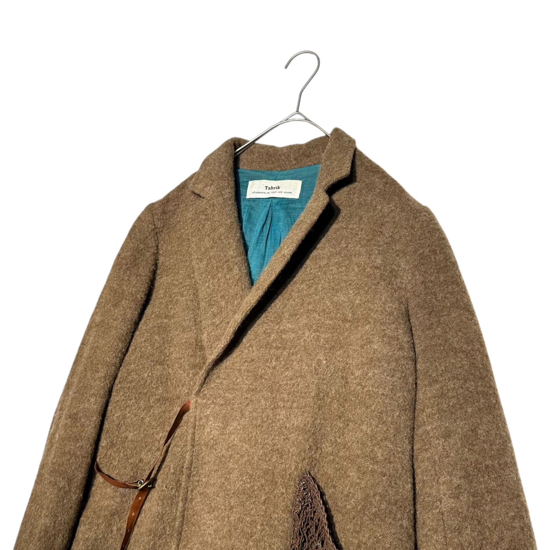 Tabrik(タブリク) Shetland wool knit pocket side belt coat シェットランドウール ニットポケット サイドベルト コート FREE ブラウン