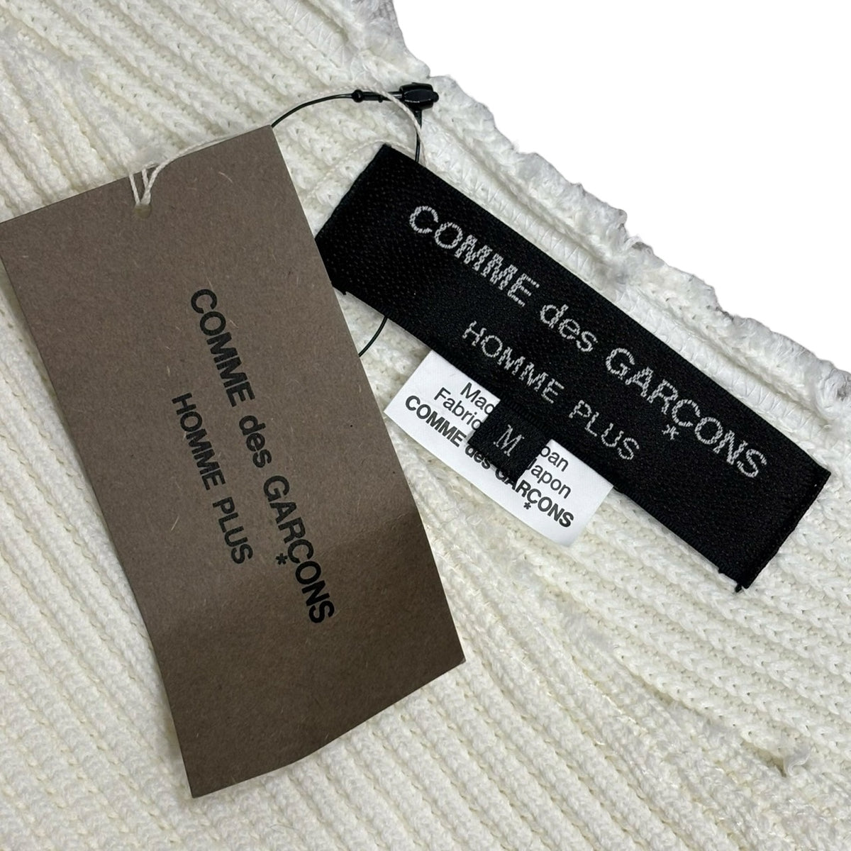 COMME des GARCONS HOMME PLUS(コムデギャルソンオムプリュス) 2026SS Cut-Out Knit Pullover カットアウト ニット プルオーバー PQ-N002 M オフホワイト AD2025