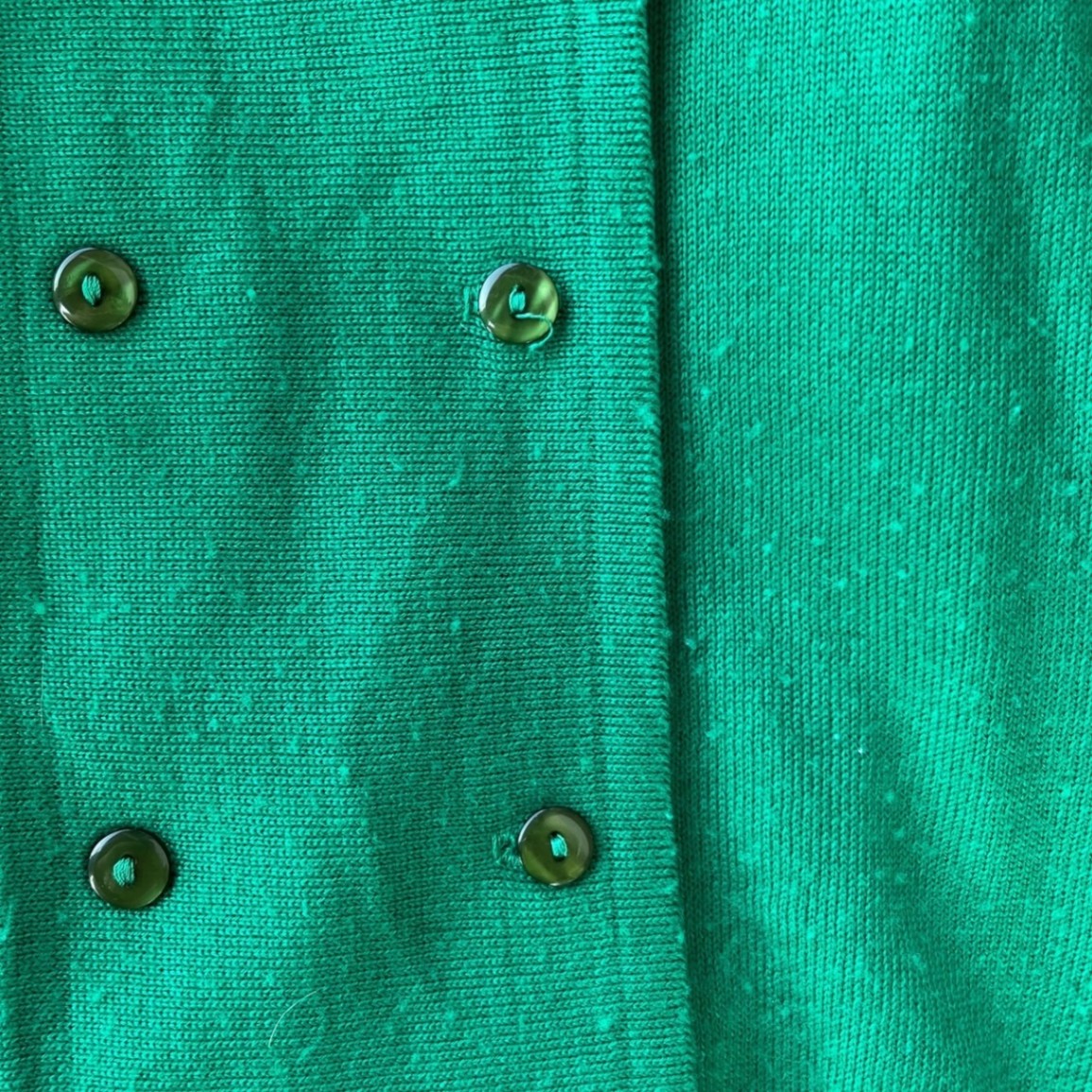 Euro Vintage(ヨーロッパヴィンテージ) Vert_70's~ double button knit cardigan/ダブルボタンニットカーディガン 2(Lサイズ程度) グリーン