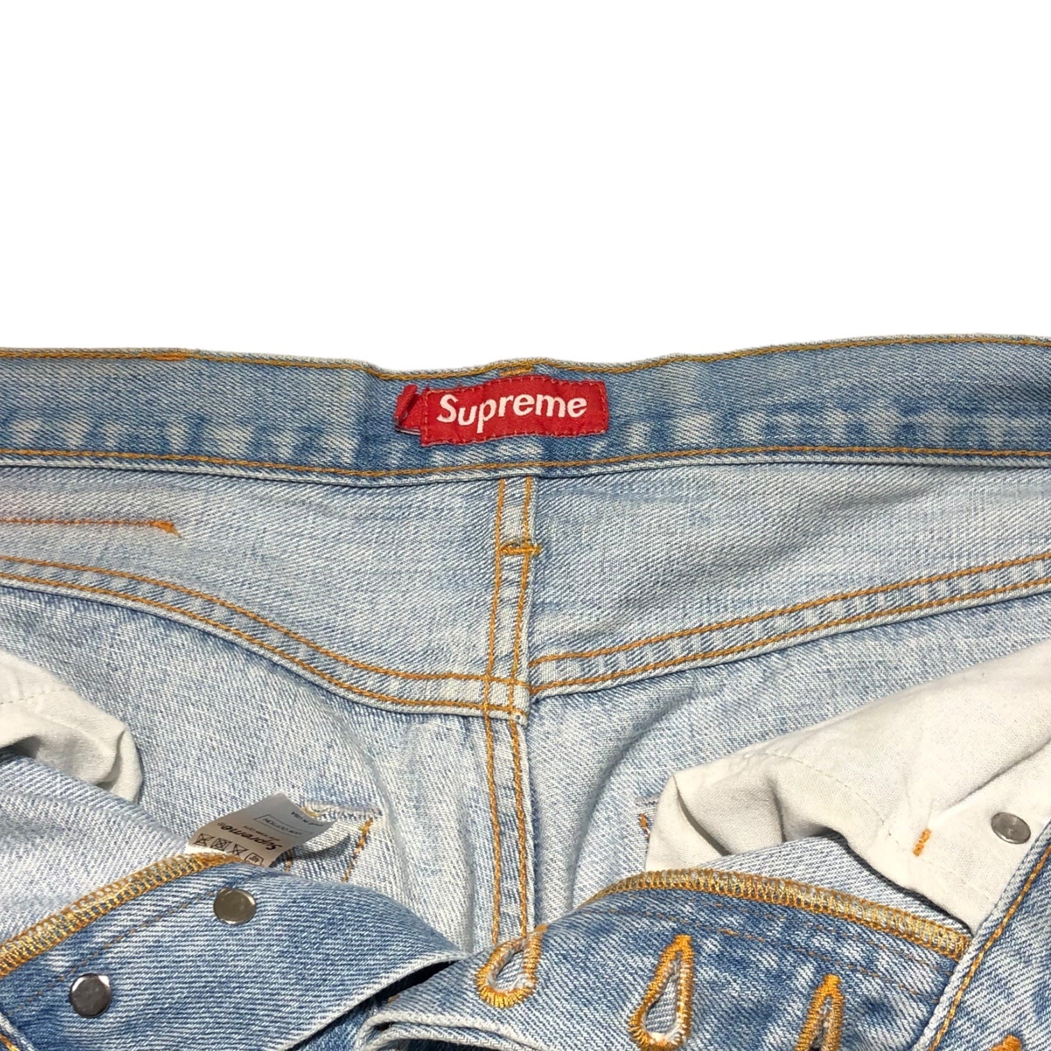 SUPREME(シュプリーム) Washed processing straight denim pants ウォッシュ 加工 ストレート デニム パンツ 32 ライトインディゴ USA製