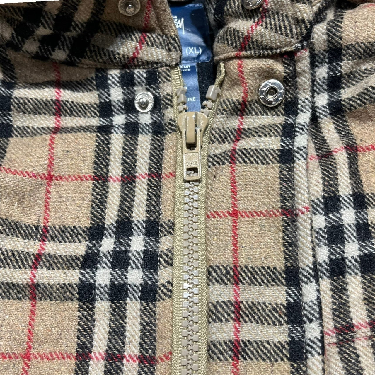 STUSSY(ステューシー) 90's ~ 00's burberry check padded jacket バーバリー チェック 中綿 ジャケット  XL ベージュ OLD ヴィンテージ 90年代～