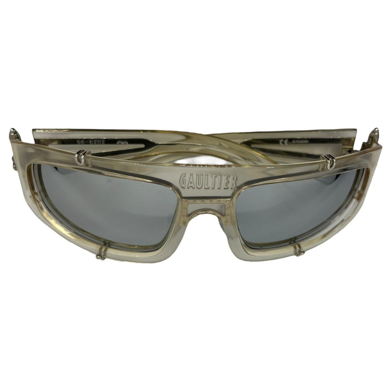 Jean Paul GAULTIER(ジャンポールゴルチエ) 90's Clear metal frame mirror lens sunglasses クリア メタル フレーム ミラー レンズ サングラス 56-6202 クリア サイバー 眼鏡 メガネ ロゴ