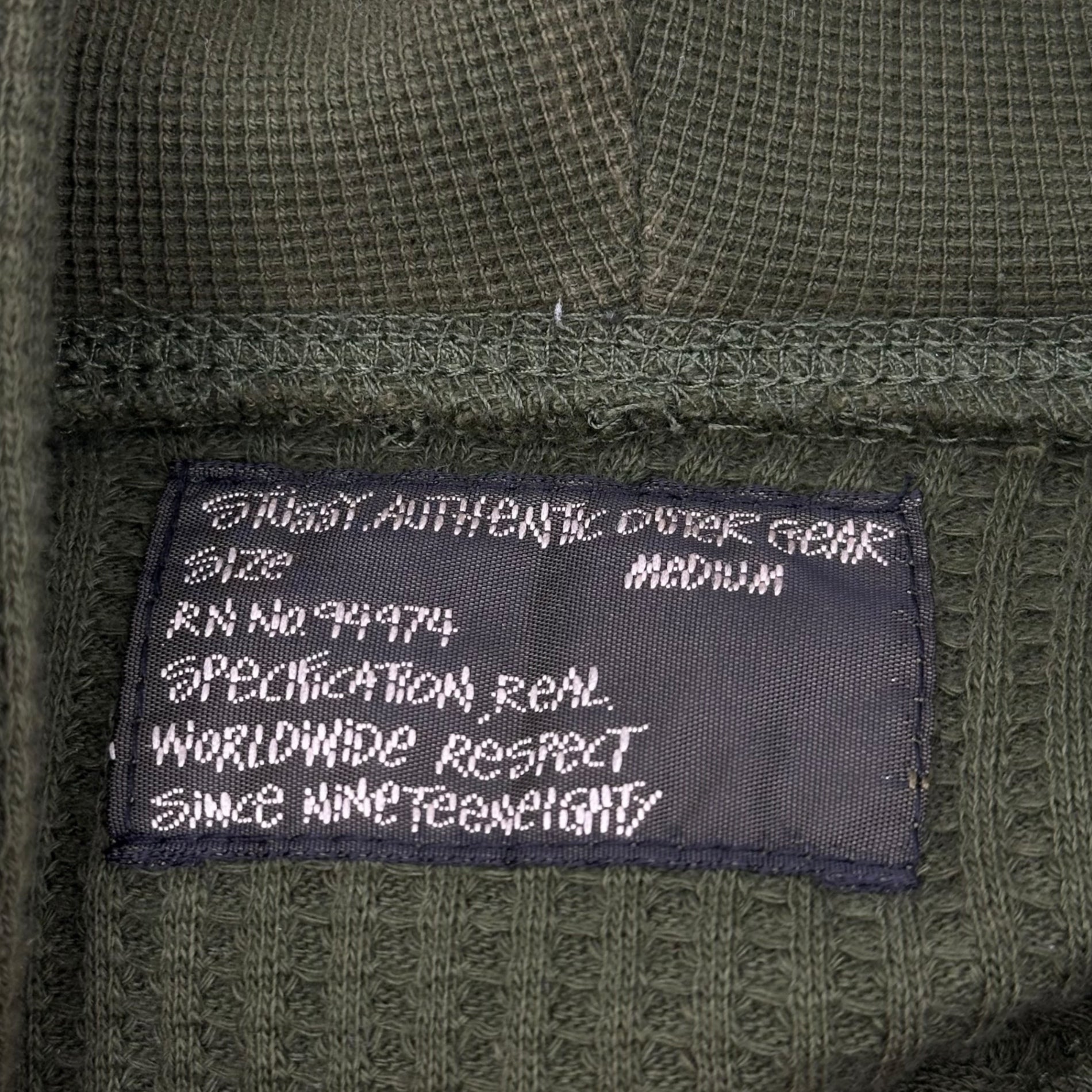 STUSSY(ステューシー) AUTHENTIC OUTER GEAR Waffle Pullover Hoodie ワッフル プルオーバー パーカー M オリーブ