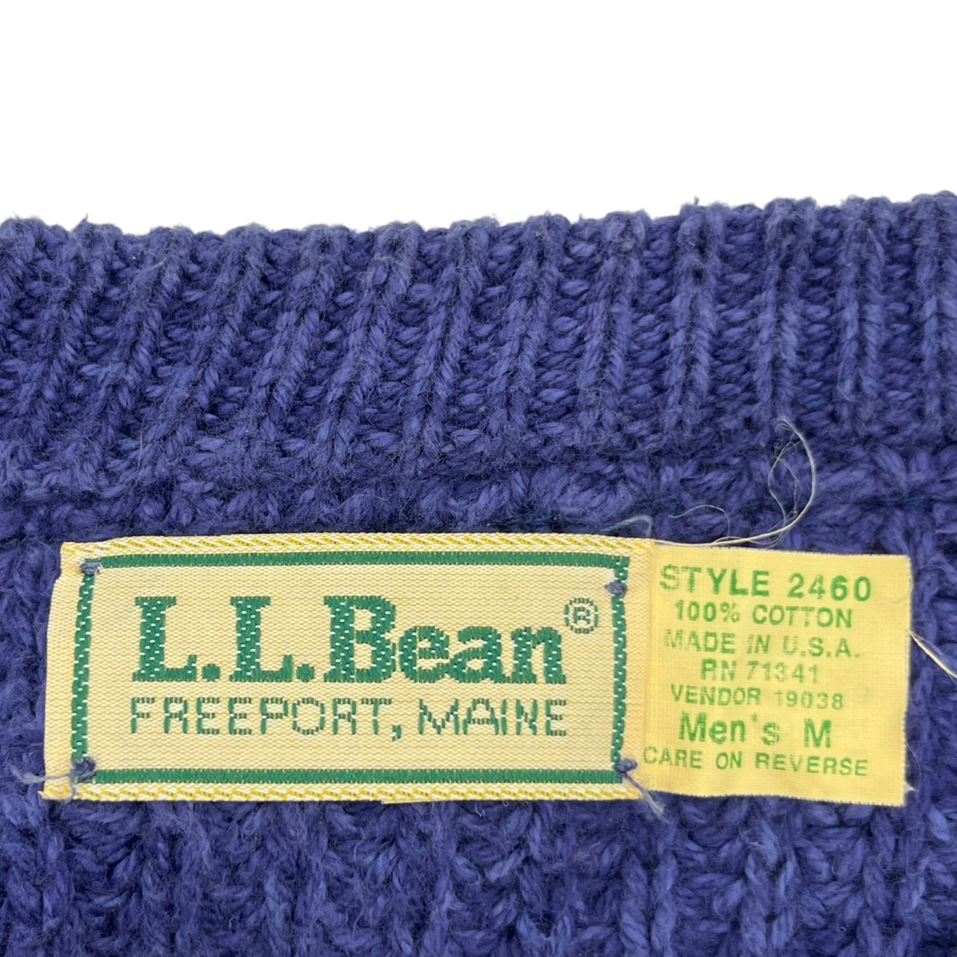 L.L.BEAN(エルエルビーン) 70's ~ 80's USA made cotton sweater コットン ニット M ネイビー 70年代～80年代 ヴィンテージ セーター