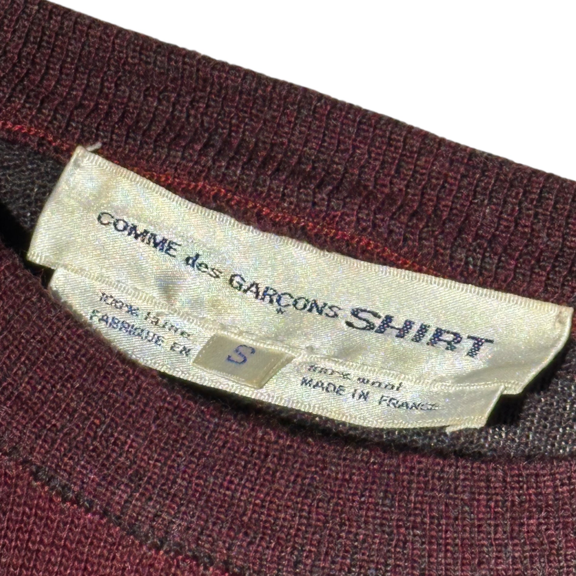 COMME des GARCONS SHIRT(コムデギャルソンシャツ) 90's~00's Hem Roll-Up Wool Knit 裾 ロール アップ ウール ニット S ボルドー