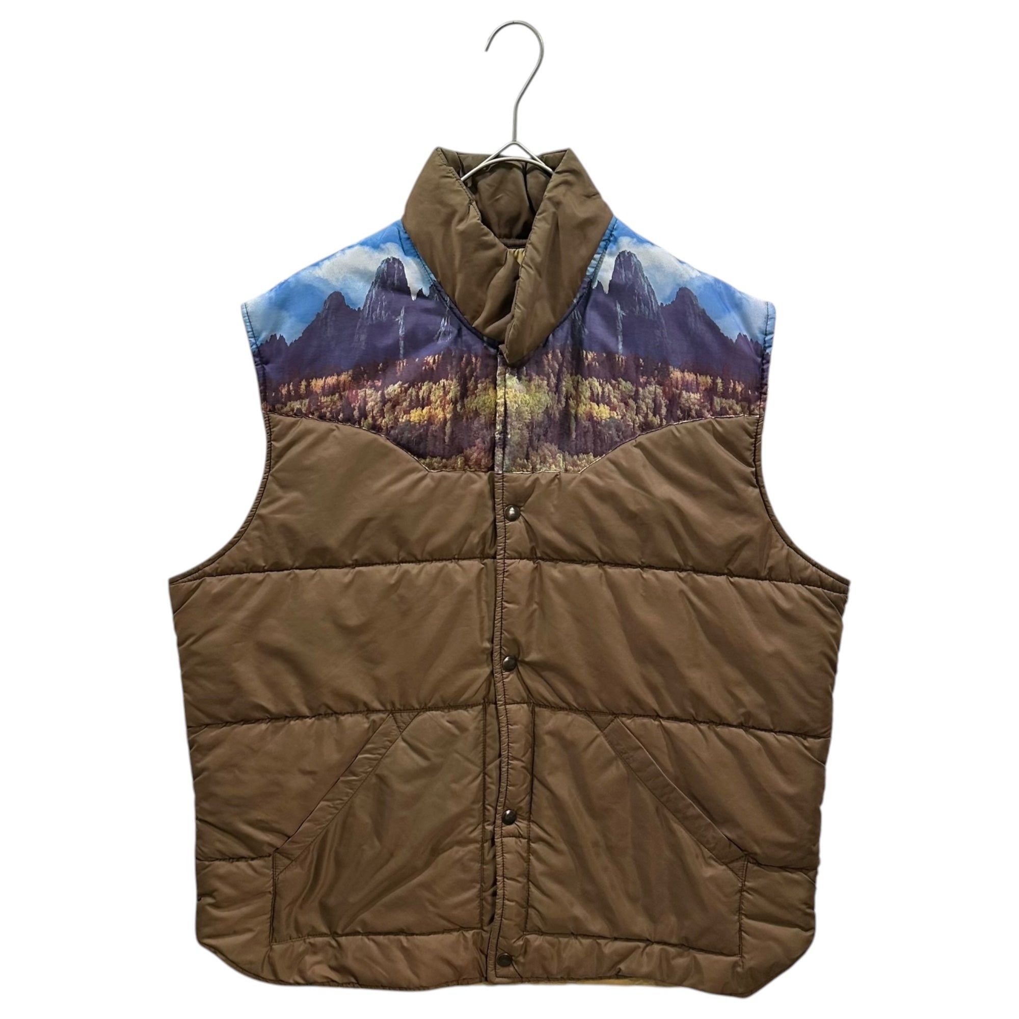 SEARS(シアーズ) 1970's Photo print Western nylon vest フォトプリント ウエスタン ナイロン ベスト XL ブラウン 70年代 ヴィンテージ 中綿