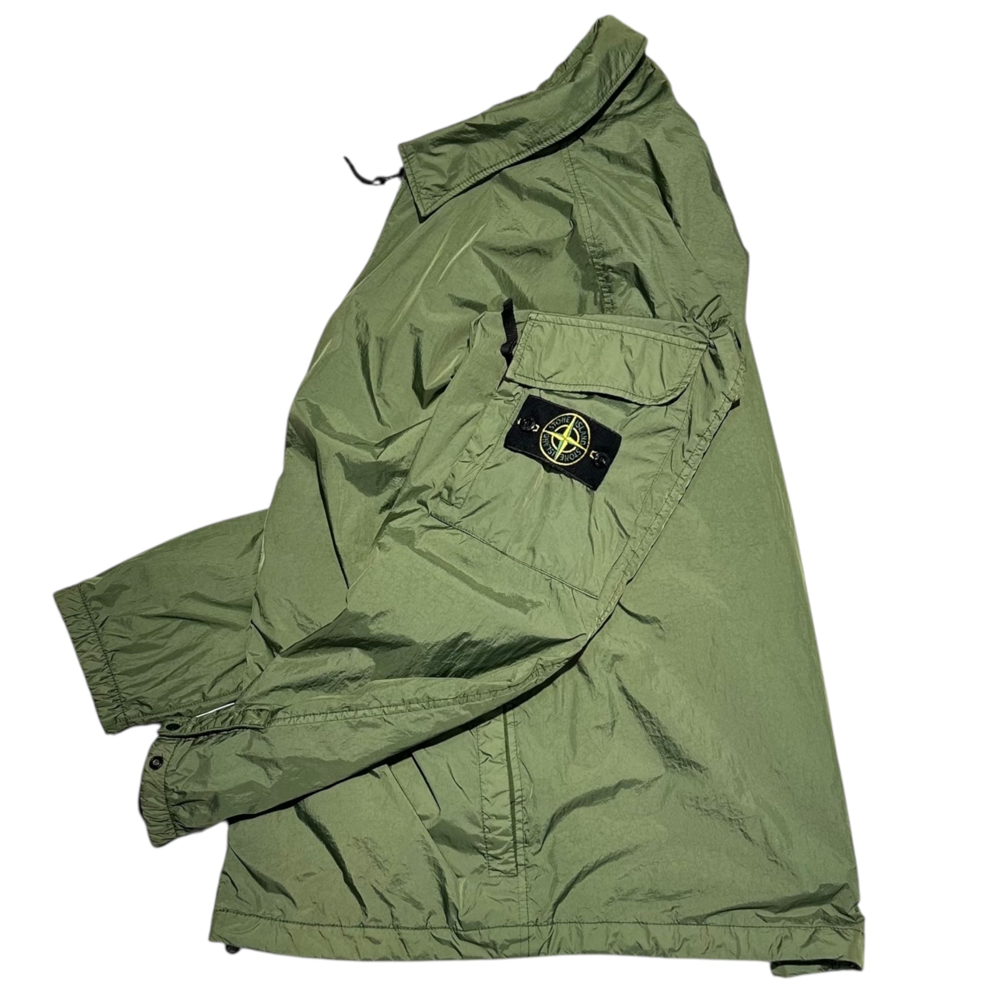 STONE ISLAND(ストーンアイランド) 22AW Garment Dyed Crinkle Reps R-NY Overshirt ガーメントダイ ナイロン シャツ ジャケット 771510223 XL オリーブ ブルゾン