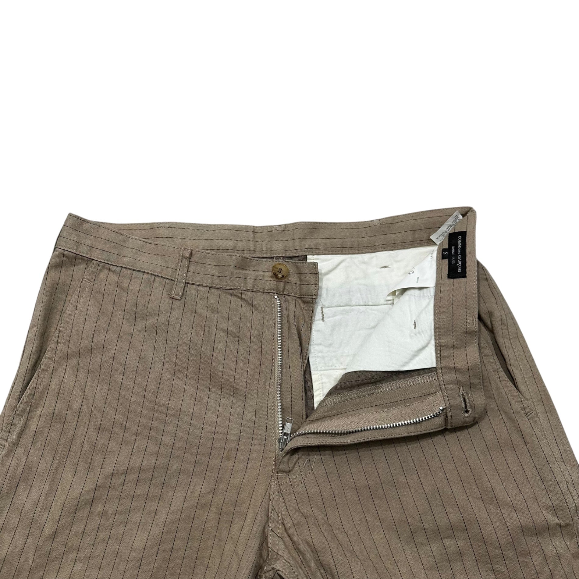 COMME des GARCONS HOMME PLUS(コムデギャルソンオムプリュス) 2006SS Lip & Tan Back-Printed Striped Pants リップアンドタン バックプリント ストライプ パンツ PQ-P023 S ベージュ×ブラック×レッド AD2005 00s アーカイブ