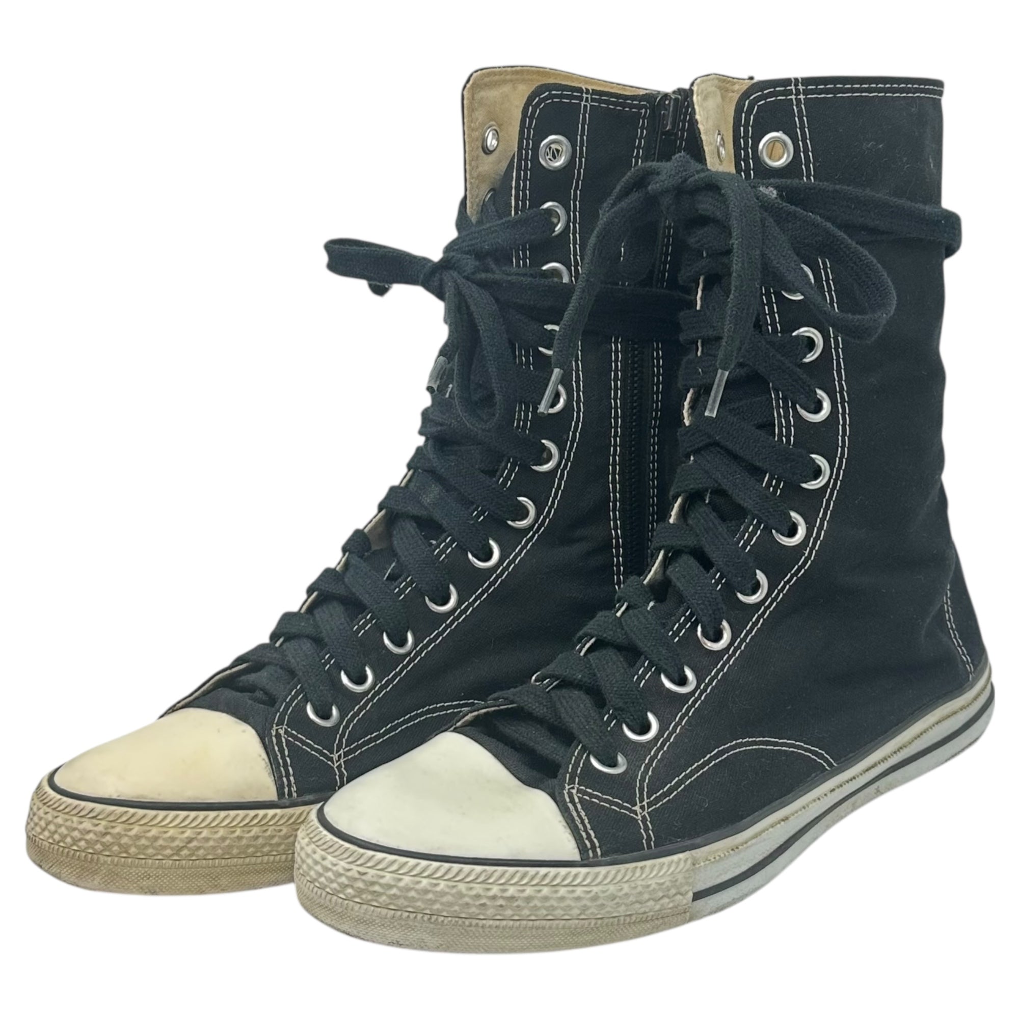 NUMBER (N)INE(ナンバーナイン) 04SS DREAM BABY DREAM期 Side-Zip High-Top Sneakers サイドジップ ハイカット スニーカー 8(26cm程度) ブラック×ホワイト アーカイブ