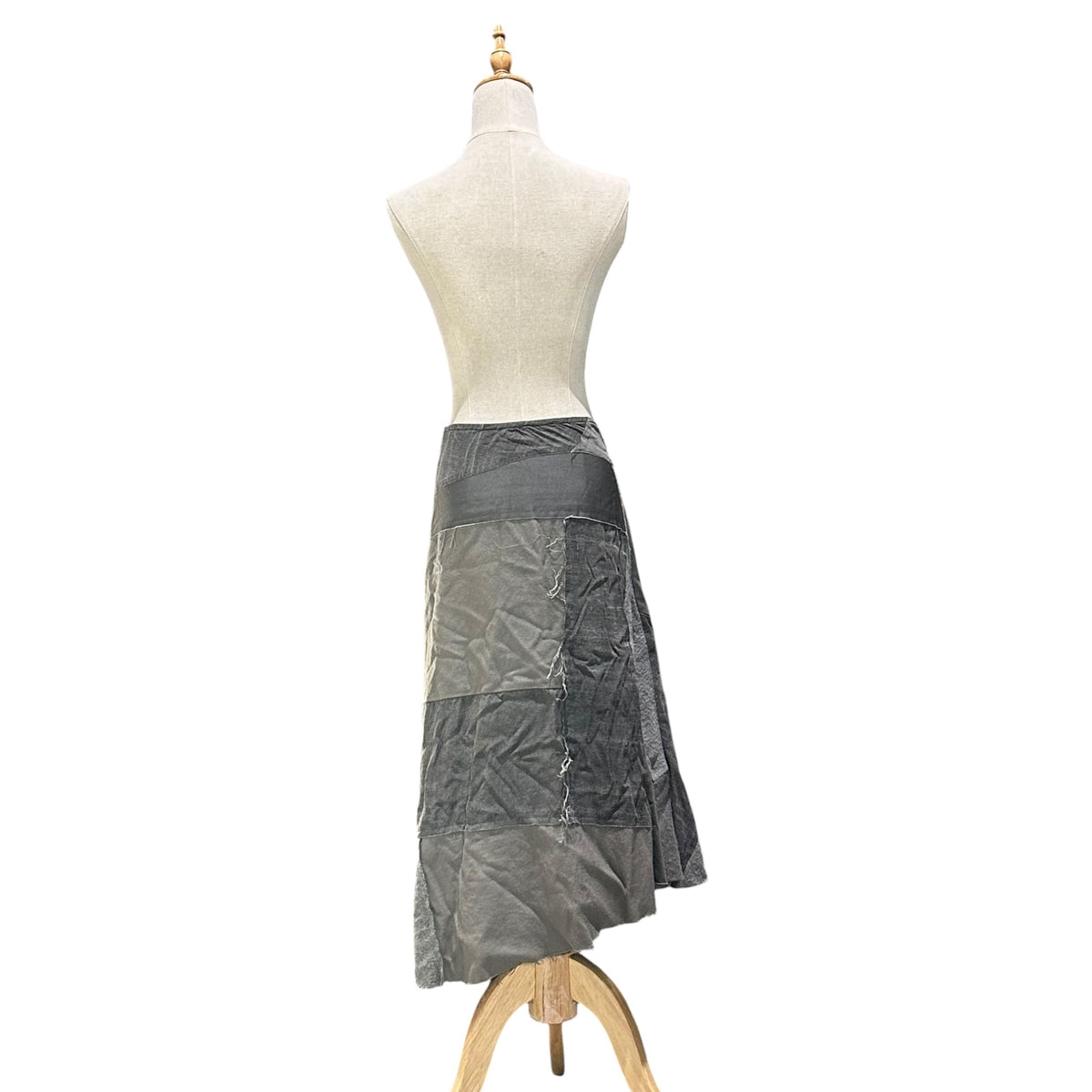 JUNYA WATANABE COMME des GARCONS(ジュンヤワタナベコムデギャルソン) 2002AW Mixed-Fabric Patchwork Skirt 異素材 パッチワーク スカート JG-S063 S グレー AD2002