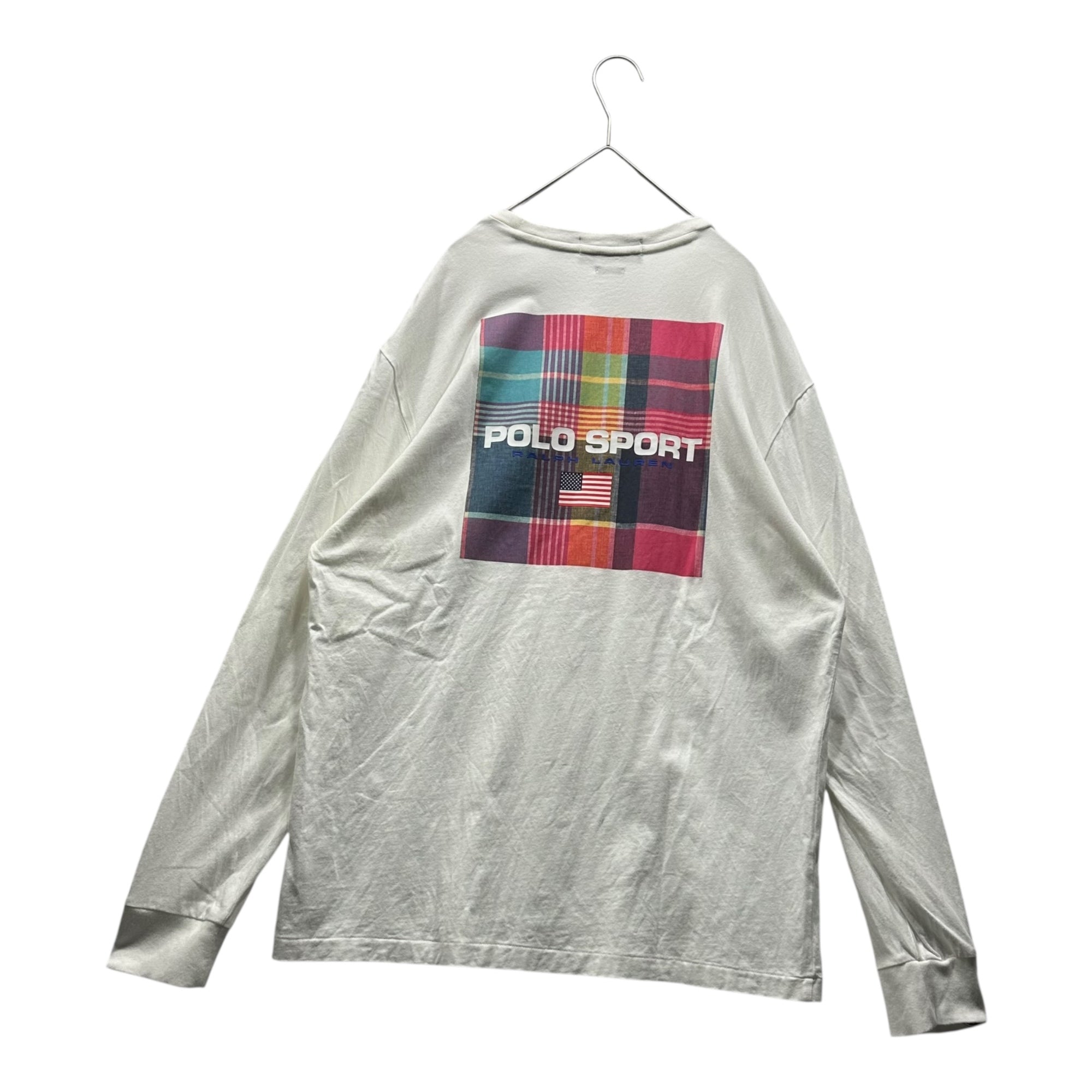 POLO SPORT(ポロスポーツ) Classic Fit Back Logo Print L /S T-Shirt クラシック フィット バック ロゴ プリント 長袖 Tシャツ M ホワイト×ピンク