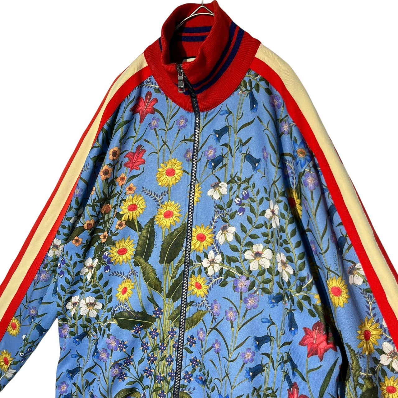 GUCCI(グッチ) technical floral track jacket テクニカル フローラル トラック ジャケット 475359 X9E56 L ブルー×レッド