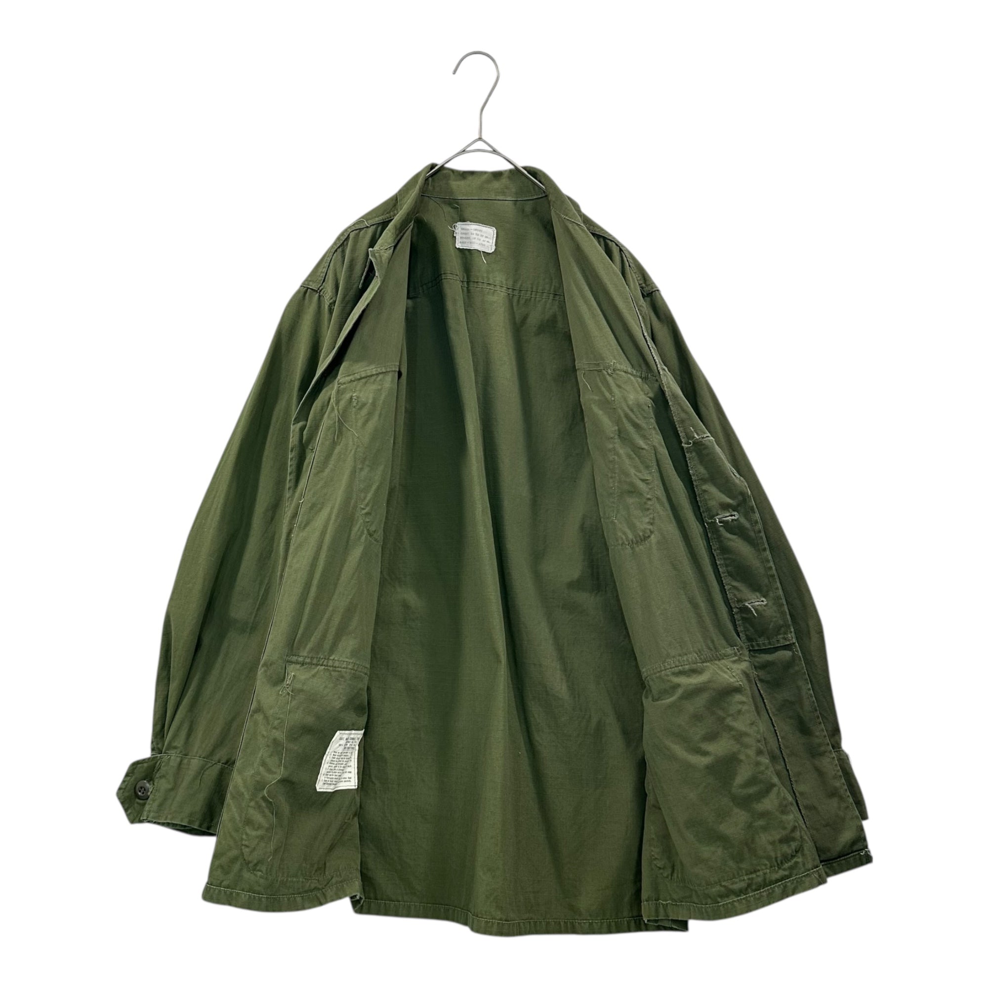 US ARMY(アメリカ軍) 70's 5th Jungle Fatigue Jacket ジャングル ファティーグ ジャケット リップストップ 8405-935-4704 SMALL-SHORT ブラック 70年代 ヴィンテージ ミリタリー dpsc dir of mfg