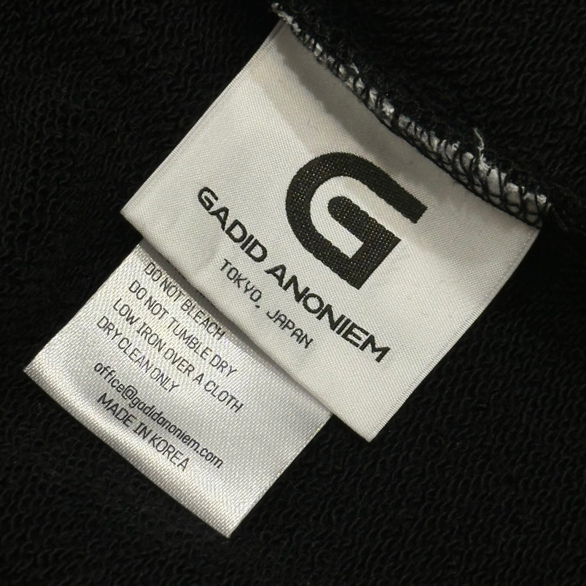 GADID ANONIEM(ガディッドアノニム) GLIDE ヴィンテージ加工 スウェット FREE ブラック 短丈